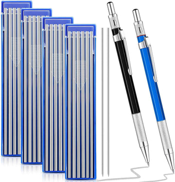 2Pcs Welders Mechanical Pencils with 48PCS Round Refills Silver