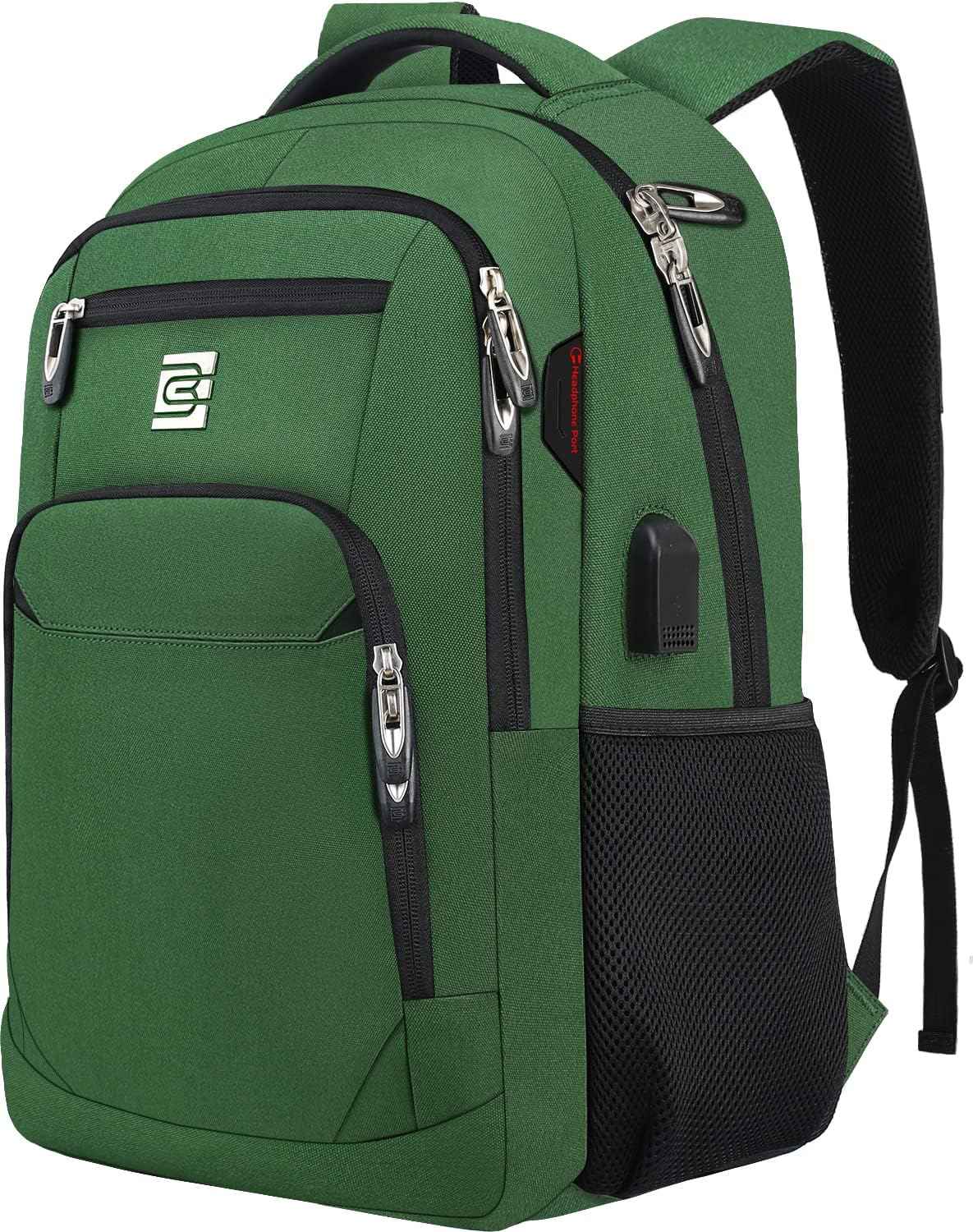 Bruno Cavalli Laptop Backpack with USB Charging Port Fit 15.6 inch Notebook Green