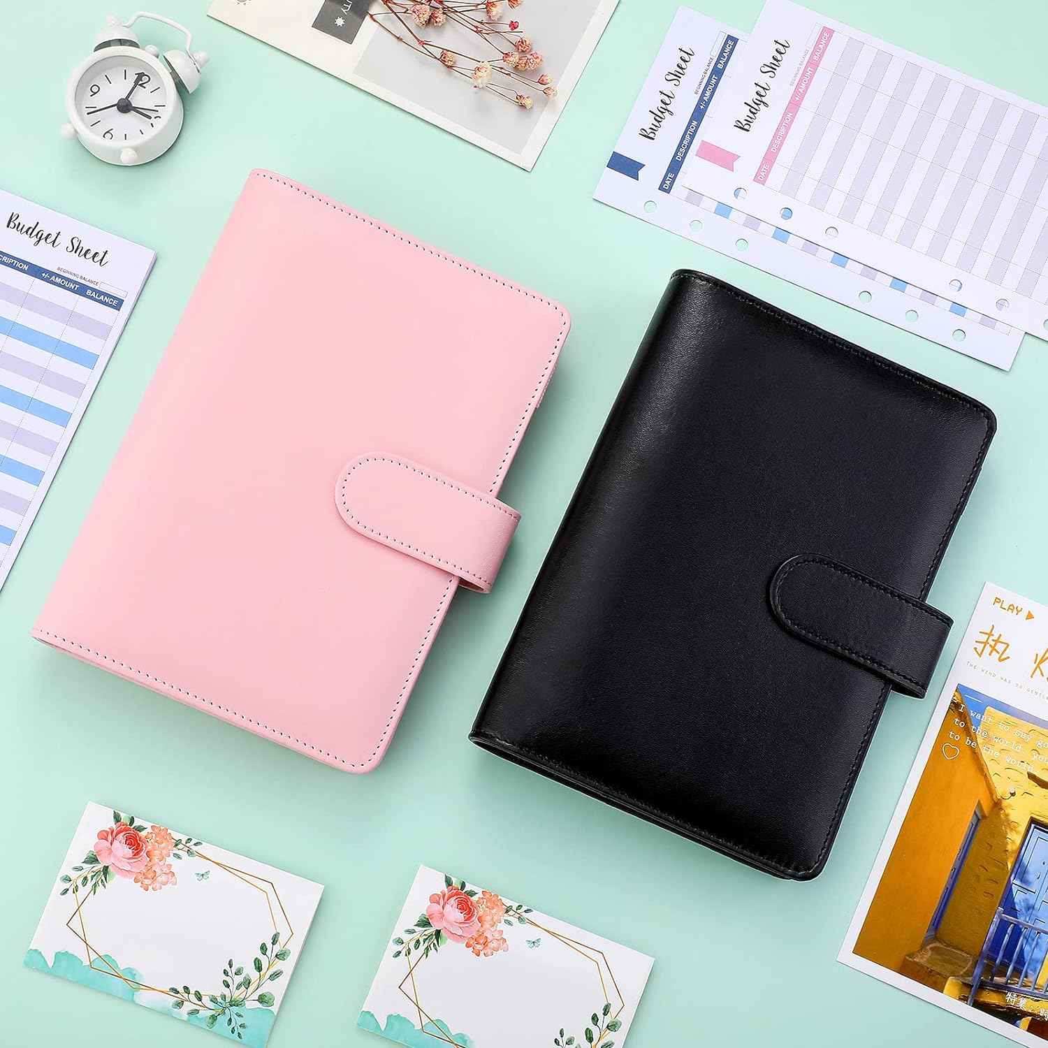 6Pcs A6 PU Leather Notebook Binder Cover with Magnetic Buckle Closure
