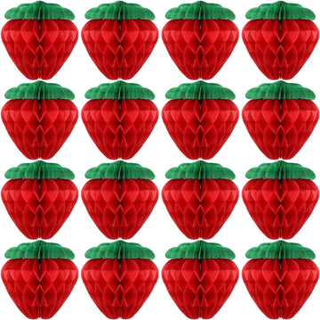 6 Inch Tissue Paper Strawberry Ball Decoration Red
