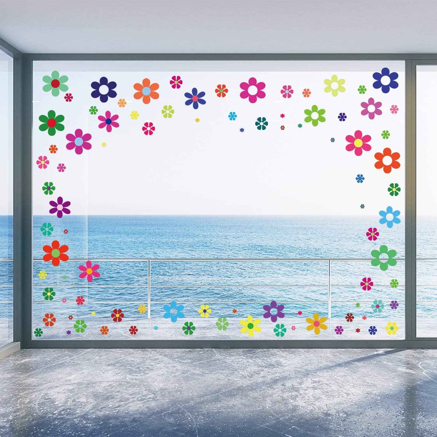 96 Pieces Car Flowers Stickers for Window Laptop Car Decoration
