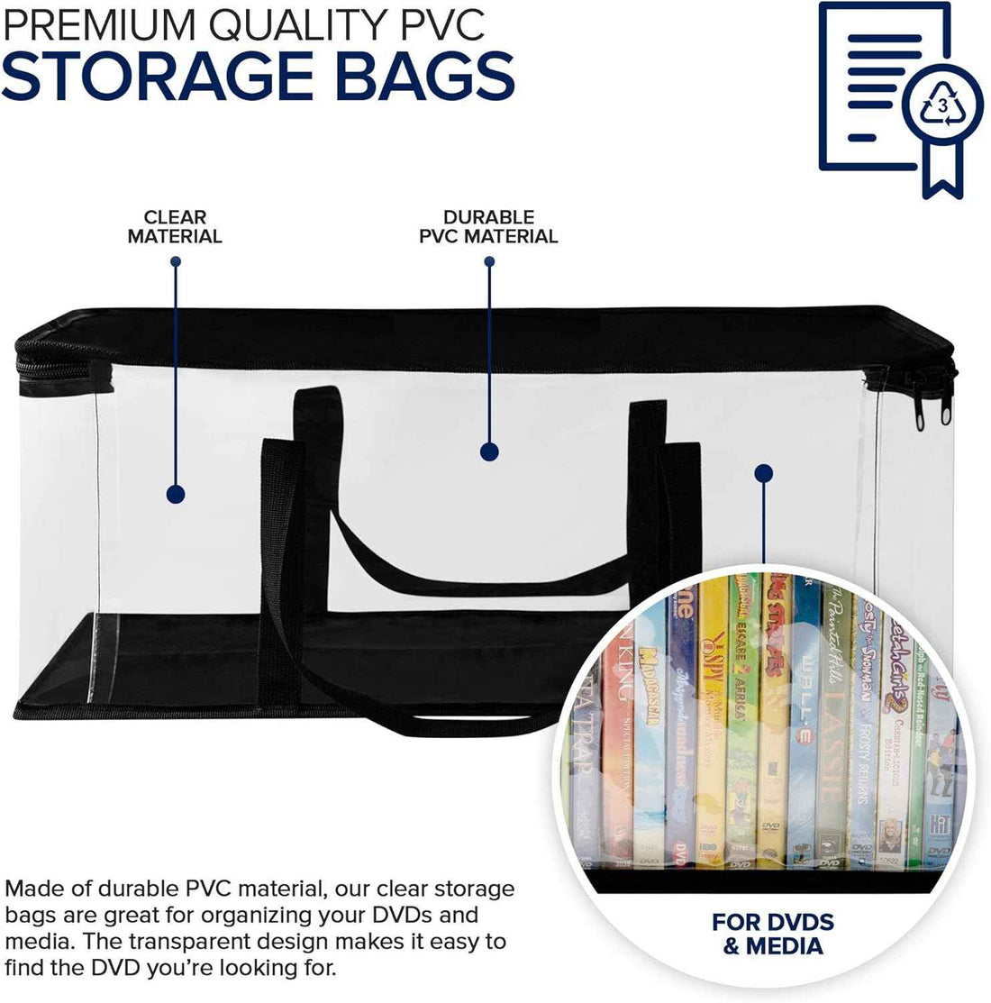 DVD Storage Bags Plastic Media Organizer Holders 4 Pack Black