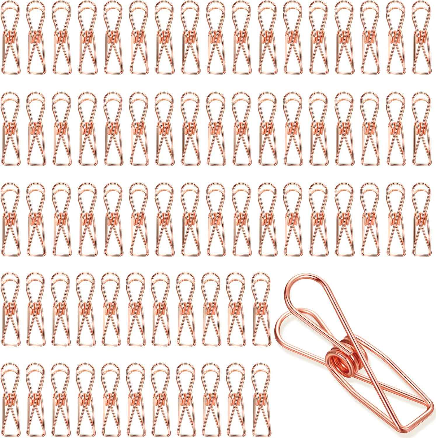 100Pcs Paper Clips Metal Wire Hollow Out Clips Rose Gold