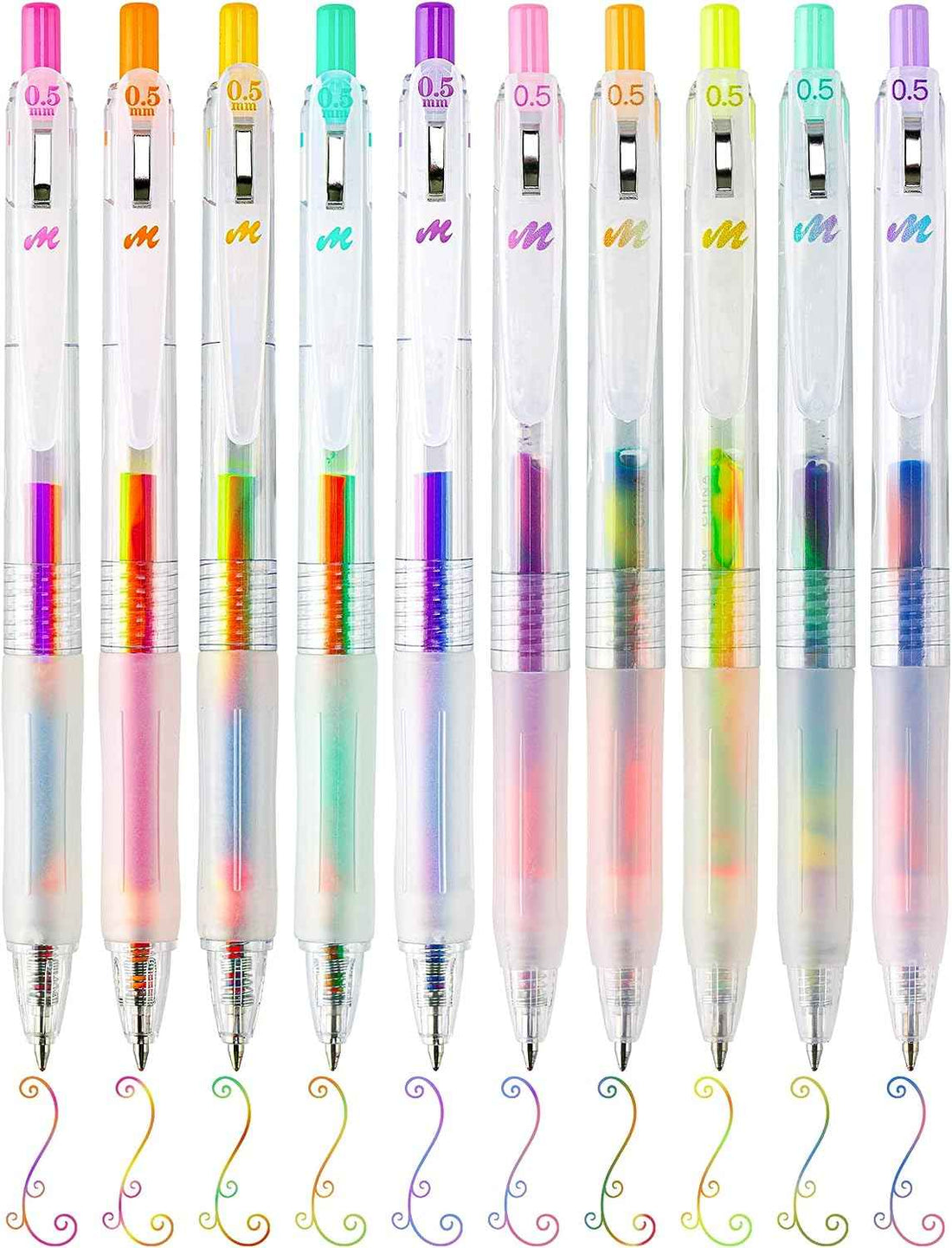 Retractable Magic Rainbow Color Gel Ink Pens 10-Pack