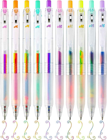 Retractable Magic Rainbow Color Gel Ink Pens 10-Pack