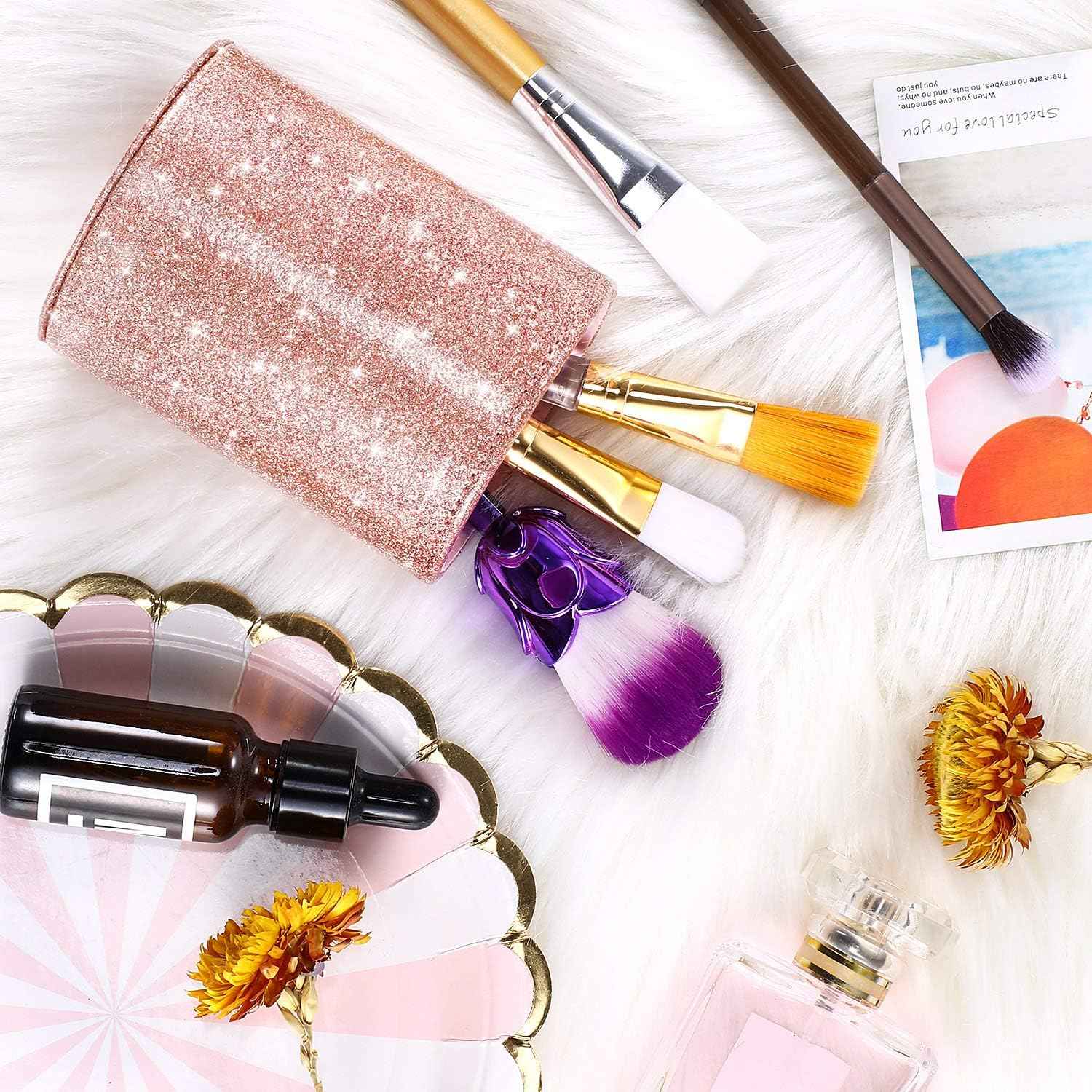 PU Glitter Pen Holder Shiny for Women Girls,Luxury Makeup Brush Holder
