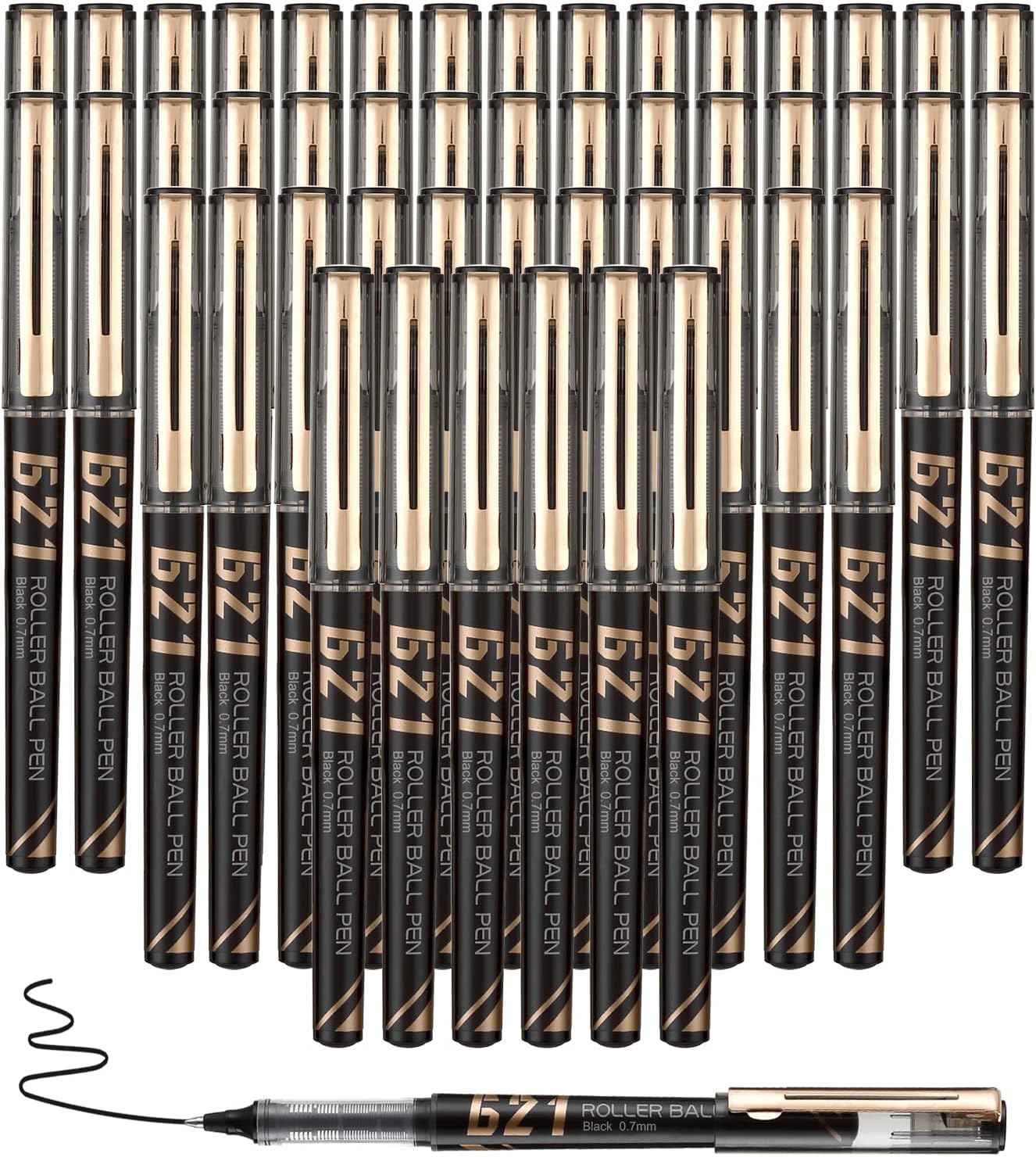 Comix 621 Rollerball Pens,Black Liquid Ink, 0.7mm Medium Point 48