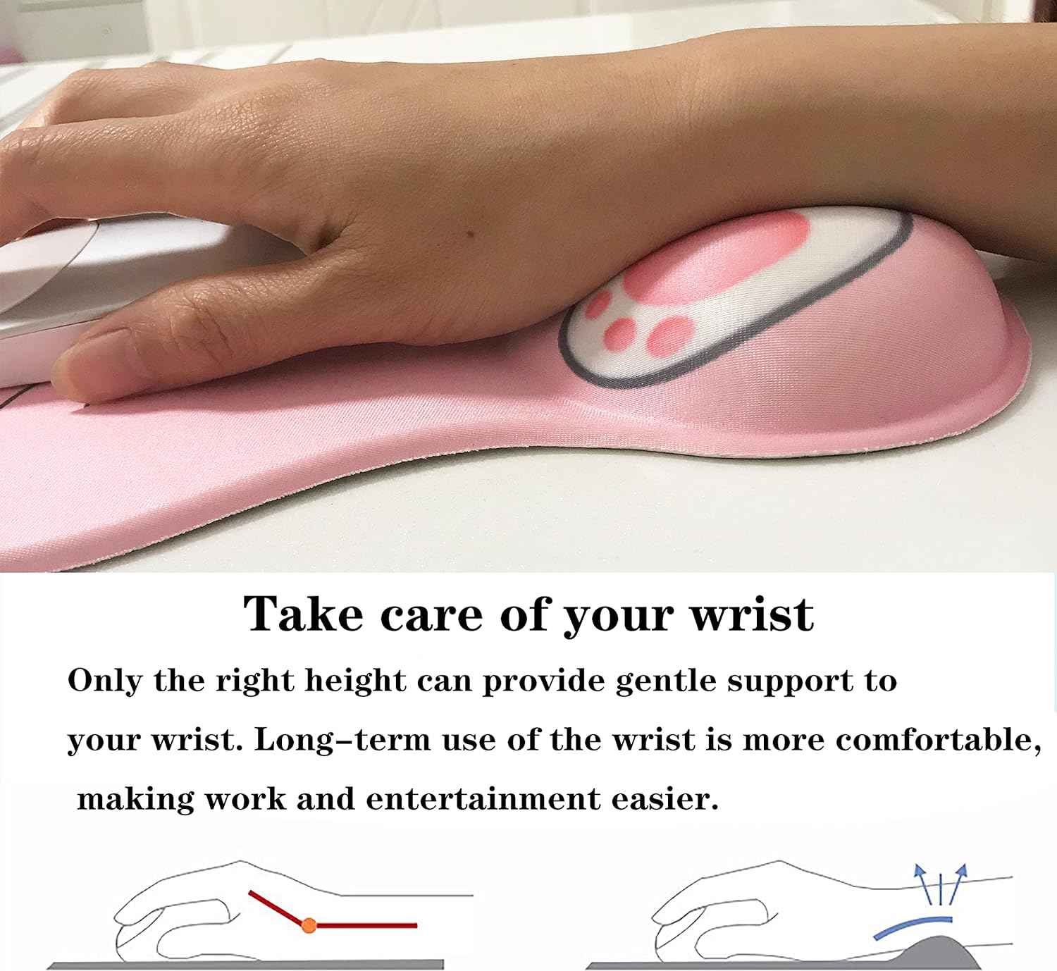 Cute Cat Mouse Pad with Grgonomic Wrist Rest Support