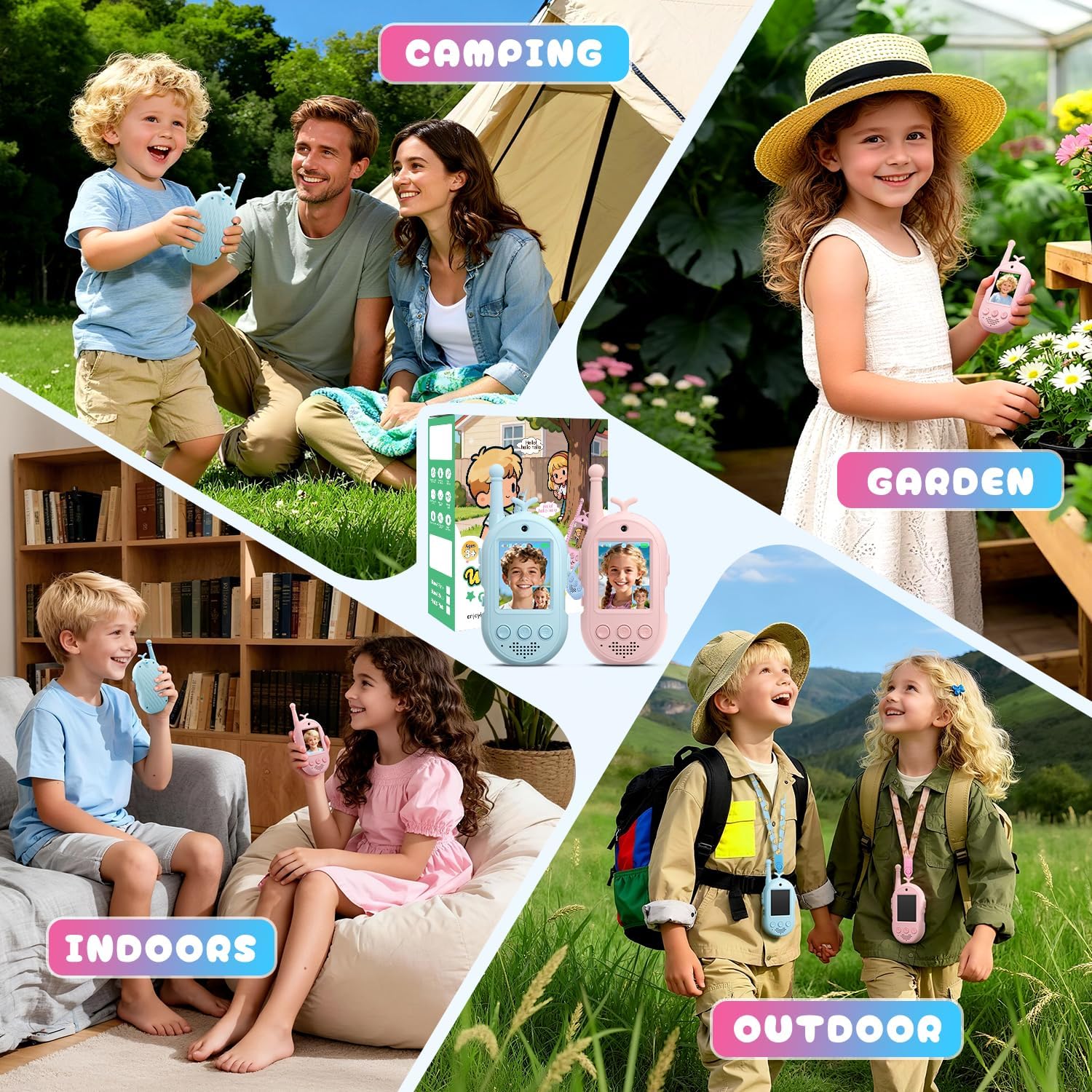Upgraded Video Walkie Talkies for Kids, 2 Pack Rechargeable