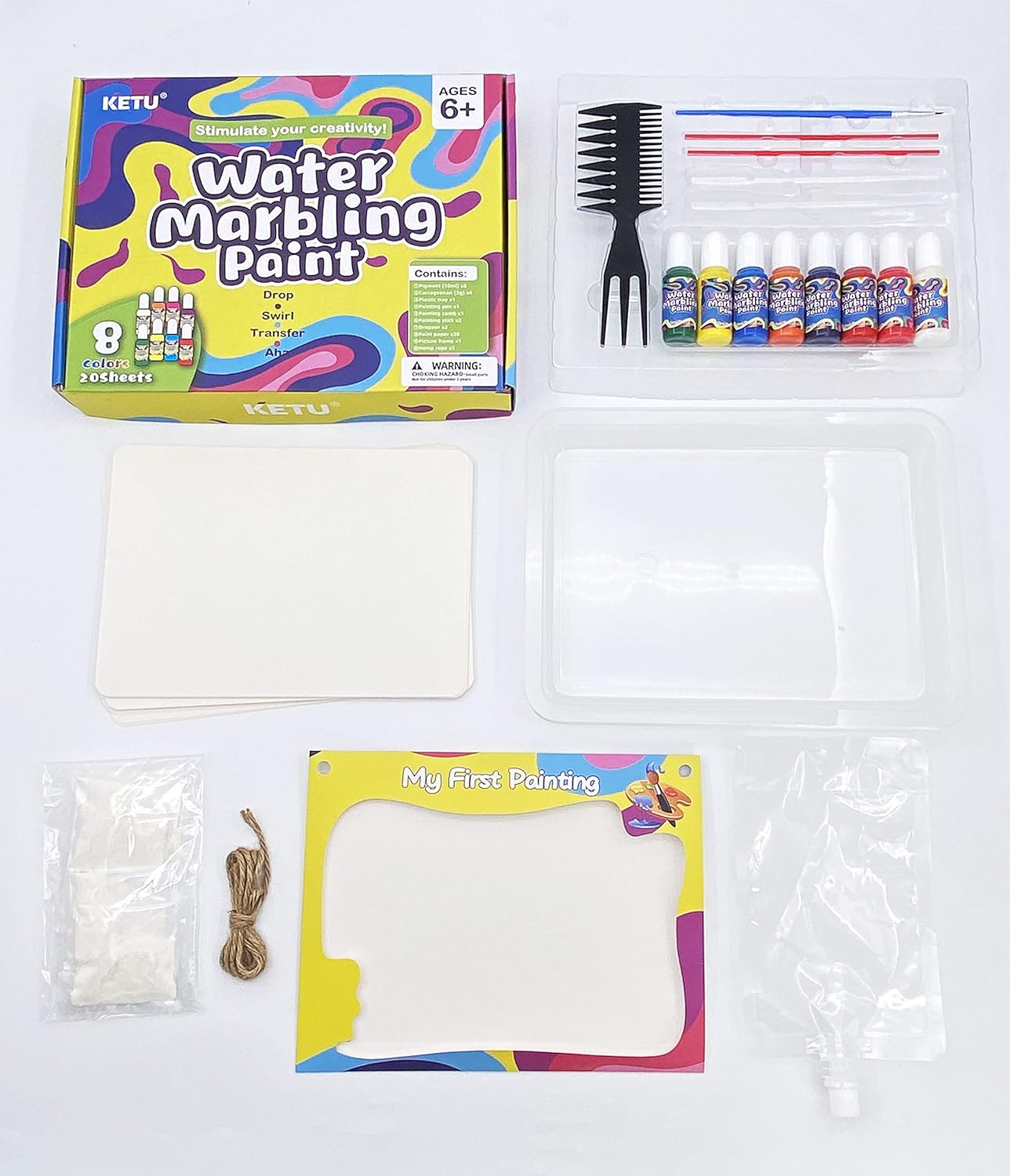 Water Marbling Paint Kit for Kids Art Paint Set-8 Color