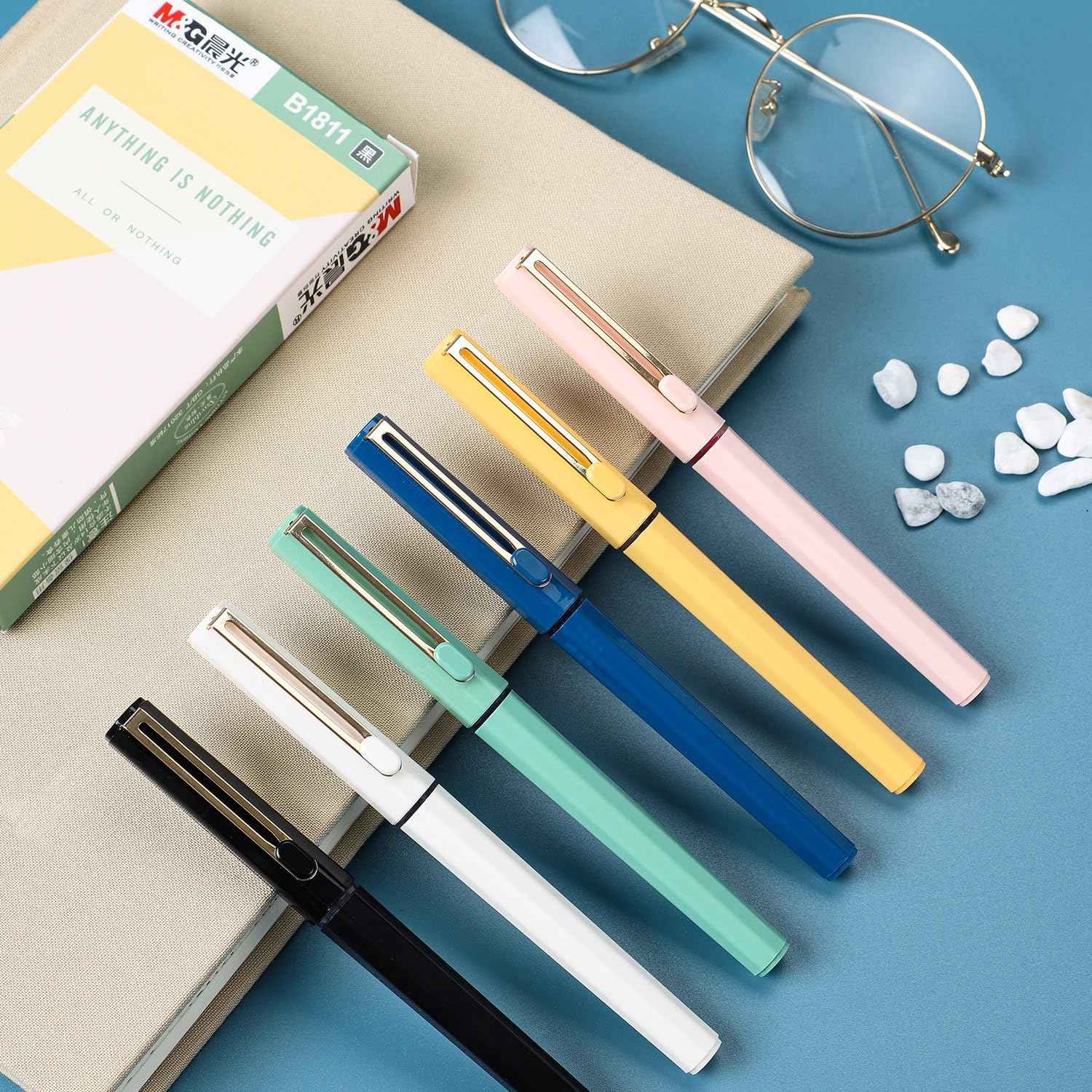 M&G 0.5mm Liquid Rollerball Pens,Black Ink 6 Pack