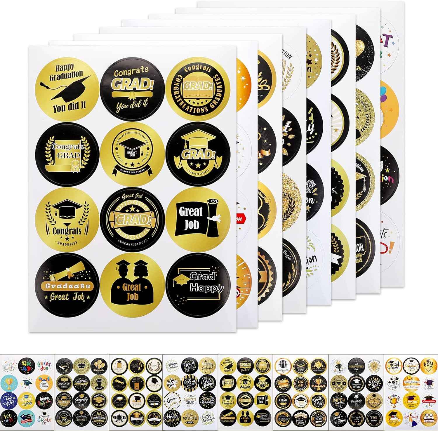 192pcs Congrats Graduation Stickers 1.5 inch Round Labels