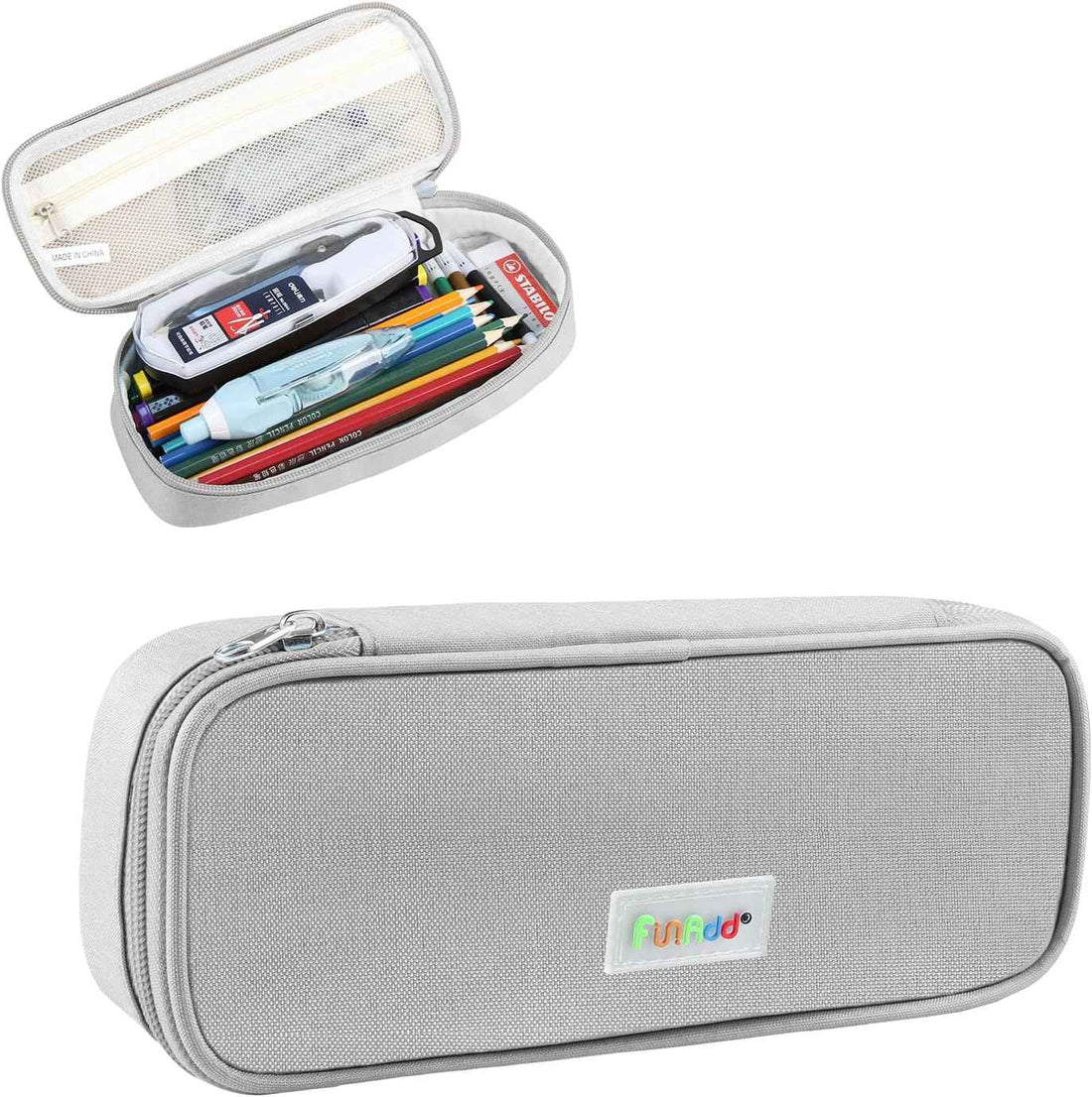 AddFun Large Capacity Pen Case,Pencil Pouch with Zipper Blue