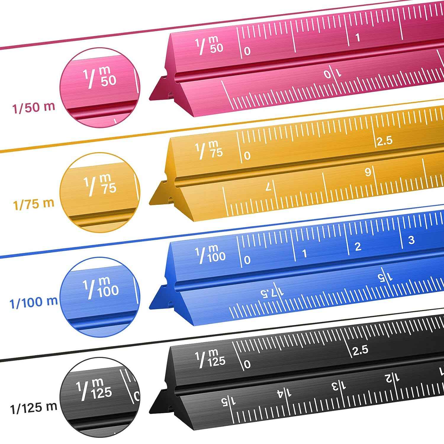 4 Colors Pocket Architectural Scale Rulers 6 Inch