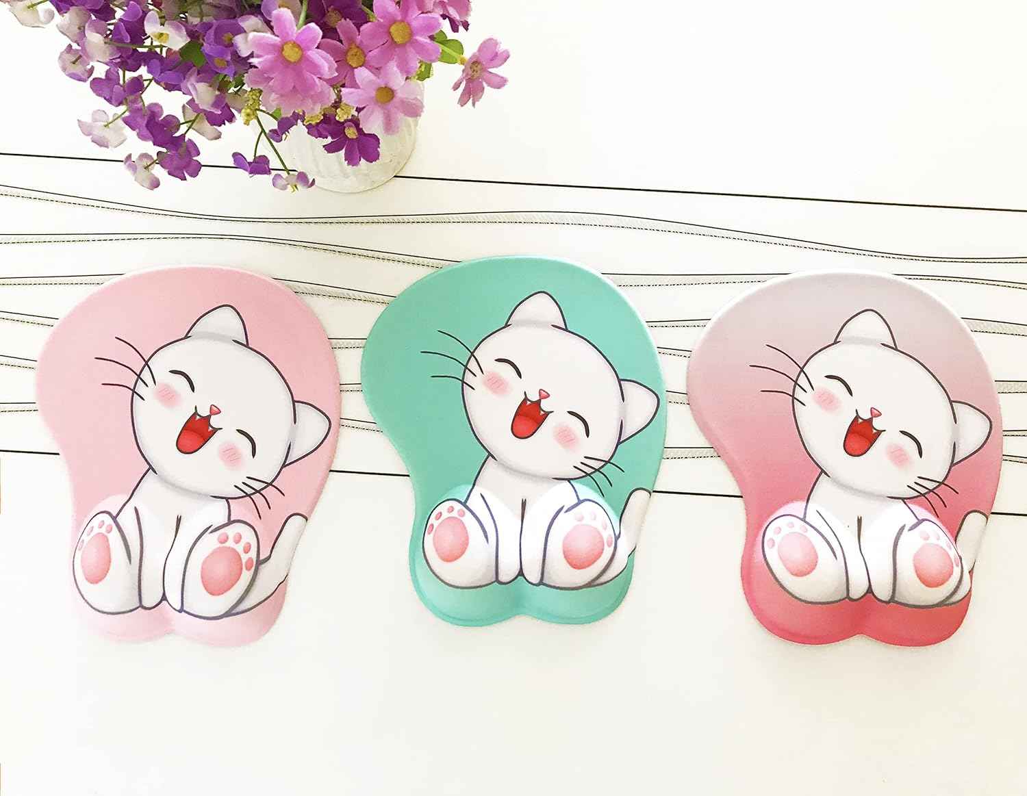 Cute Cat Mouse Pad with Grgonomic Wrist Rest Support