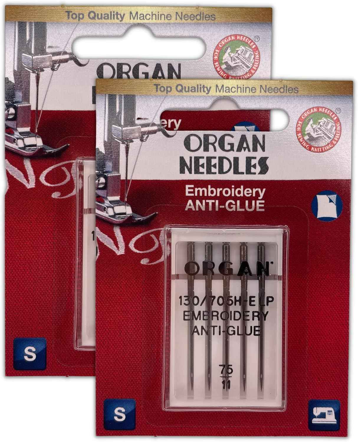 10PCS Organ Anti-Glue Nähmaschinen-Nadeln 75/11, Stickerei, 130/705H HE-LP