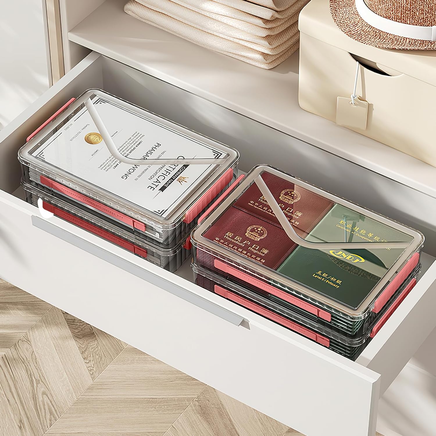 Plastic Storage A4 File Project Case with Handle