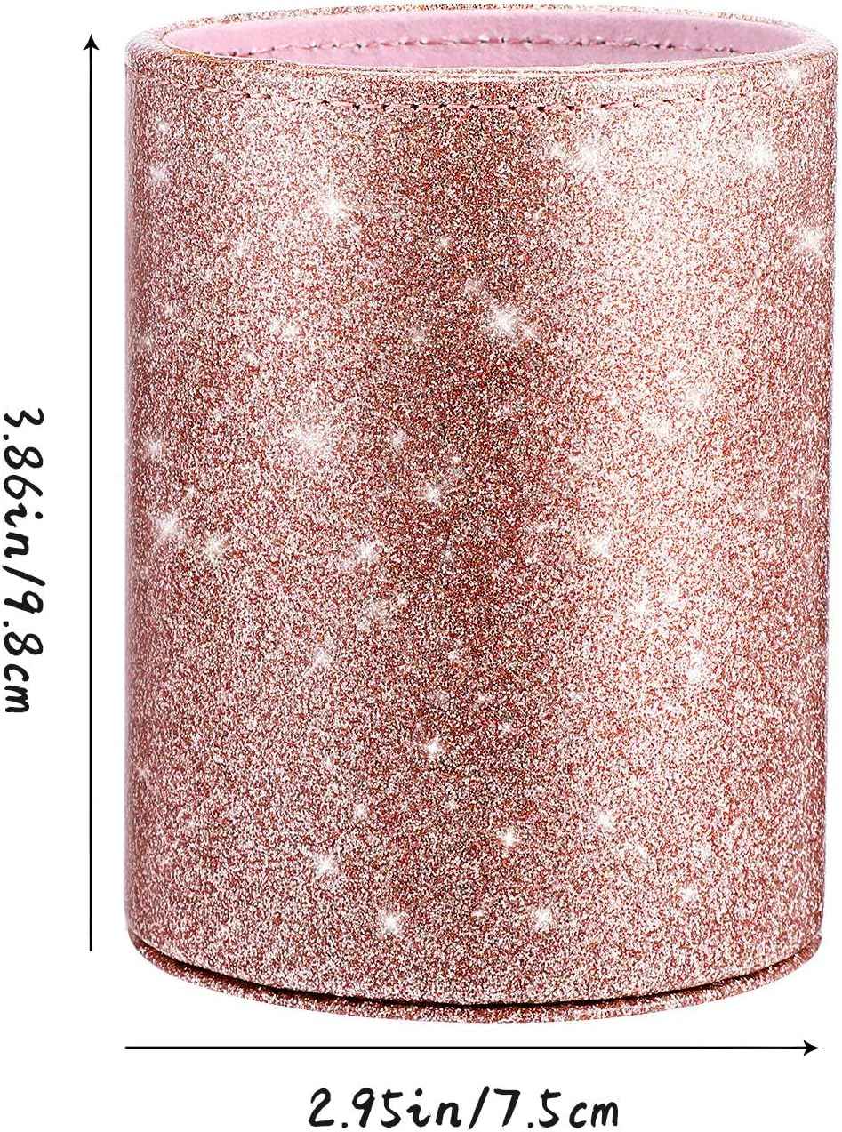 PU Glitter Pen Holder Shiny for Women Girls,Luxury Makeup Brush Holder