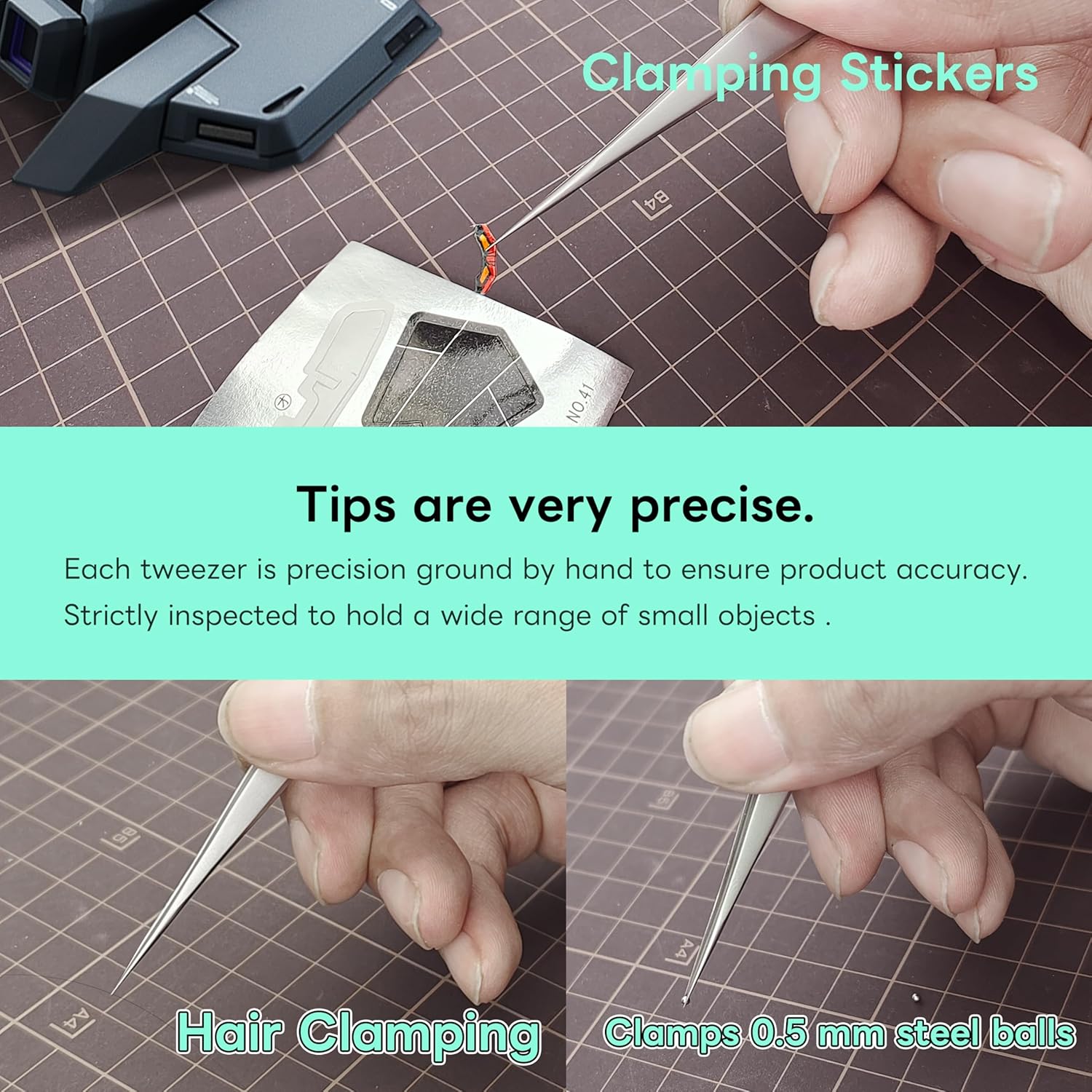 Stedi 2PCS Precision Tweezers Set Straight & Curved Tip for Gundam