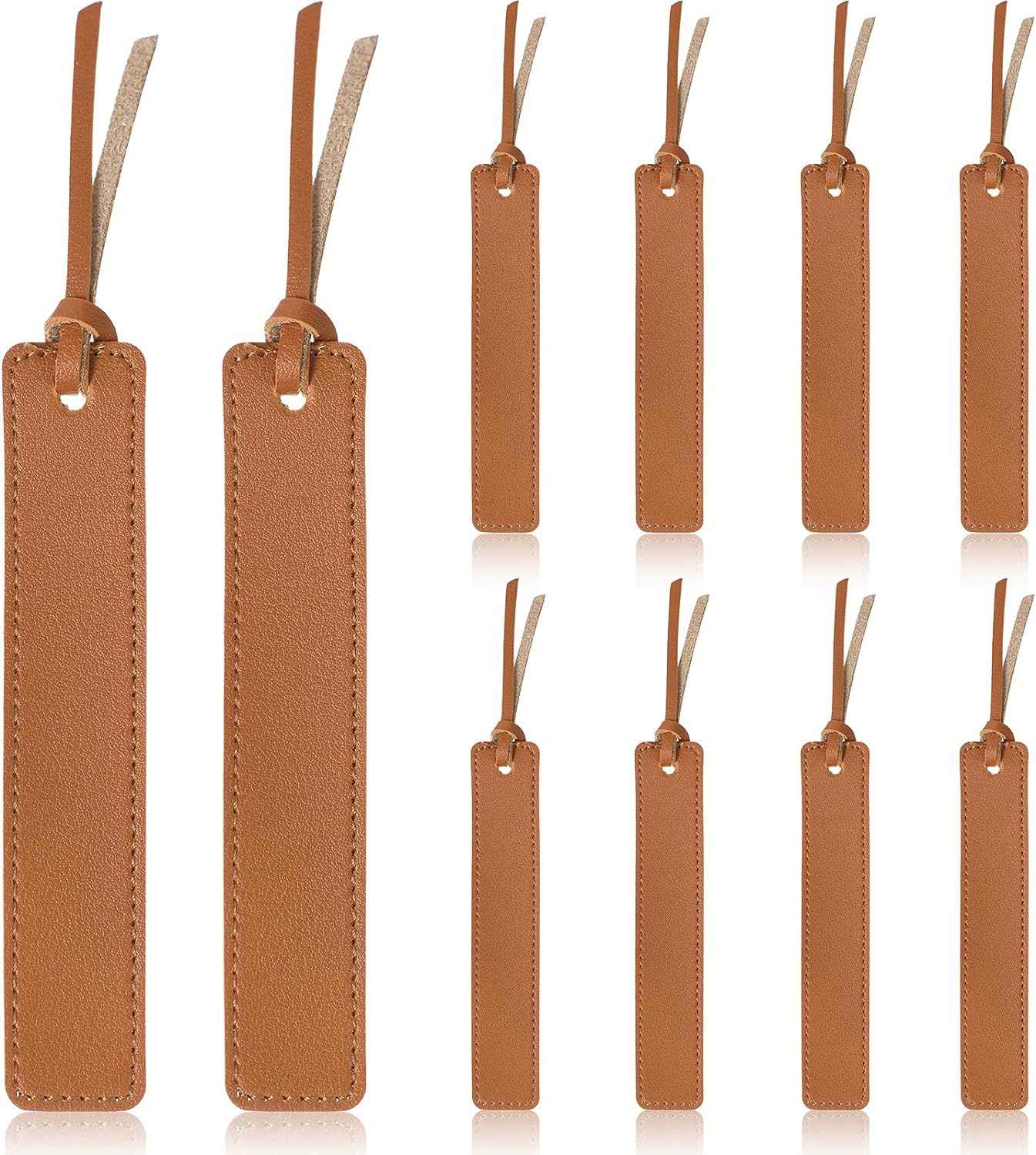 Handmade Genuine Leather Bookmarks 10 Pack Tan