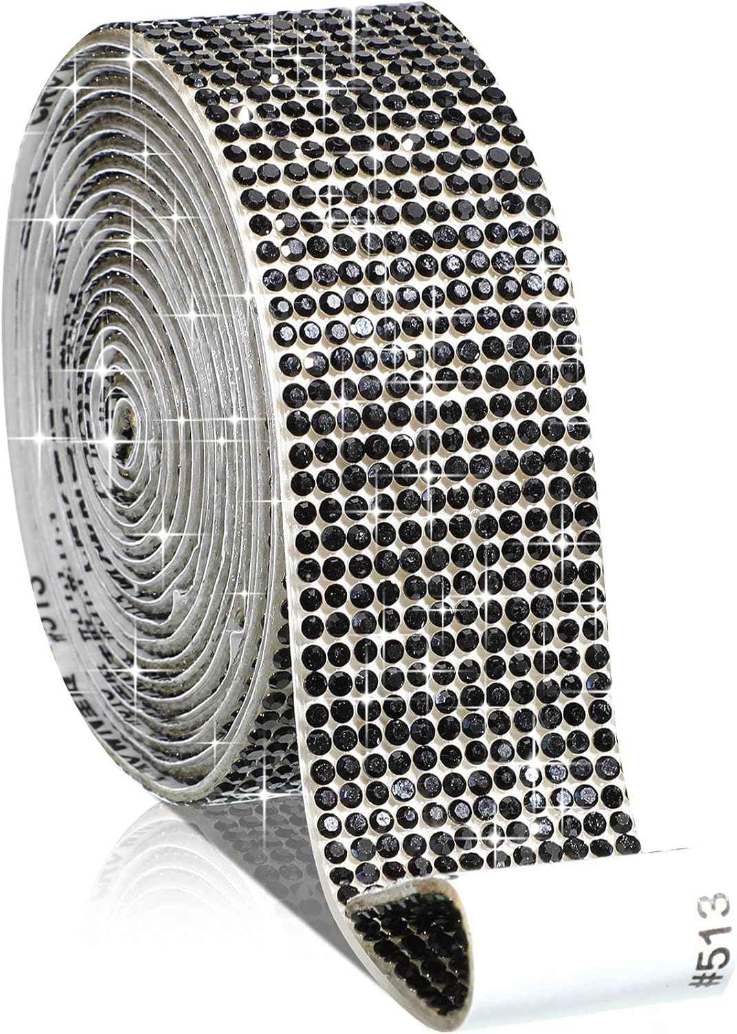 Self Adhesive Rhinestone Strips Crystal Ribbon Sticker Wrap for DIY Car Phone Black