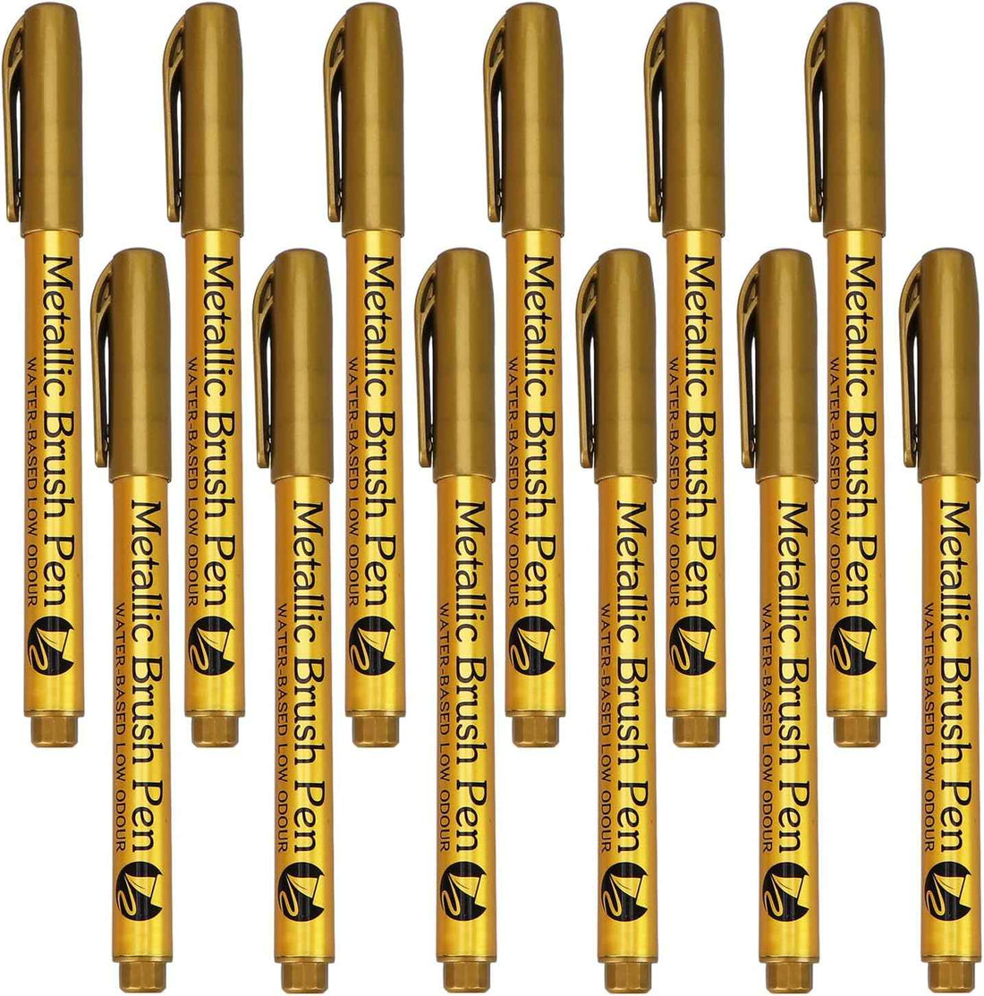Guangna 550B 12pcs Metallic Brush Craftwork Marker Pens Gold