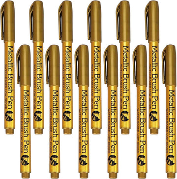 Guangna 550B 12pcs Metallic Brush Craftwork Marker Pens Gold