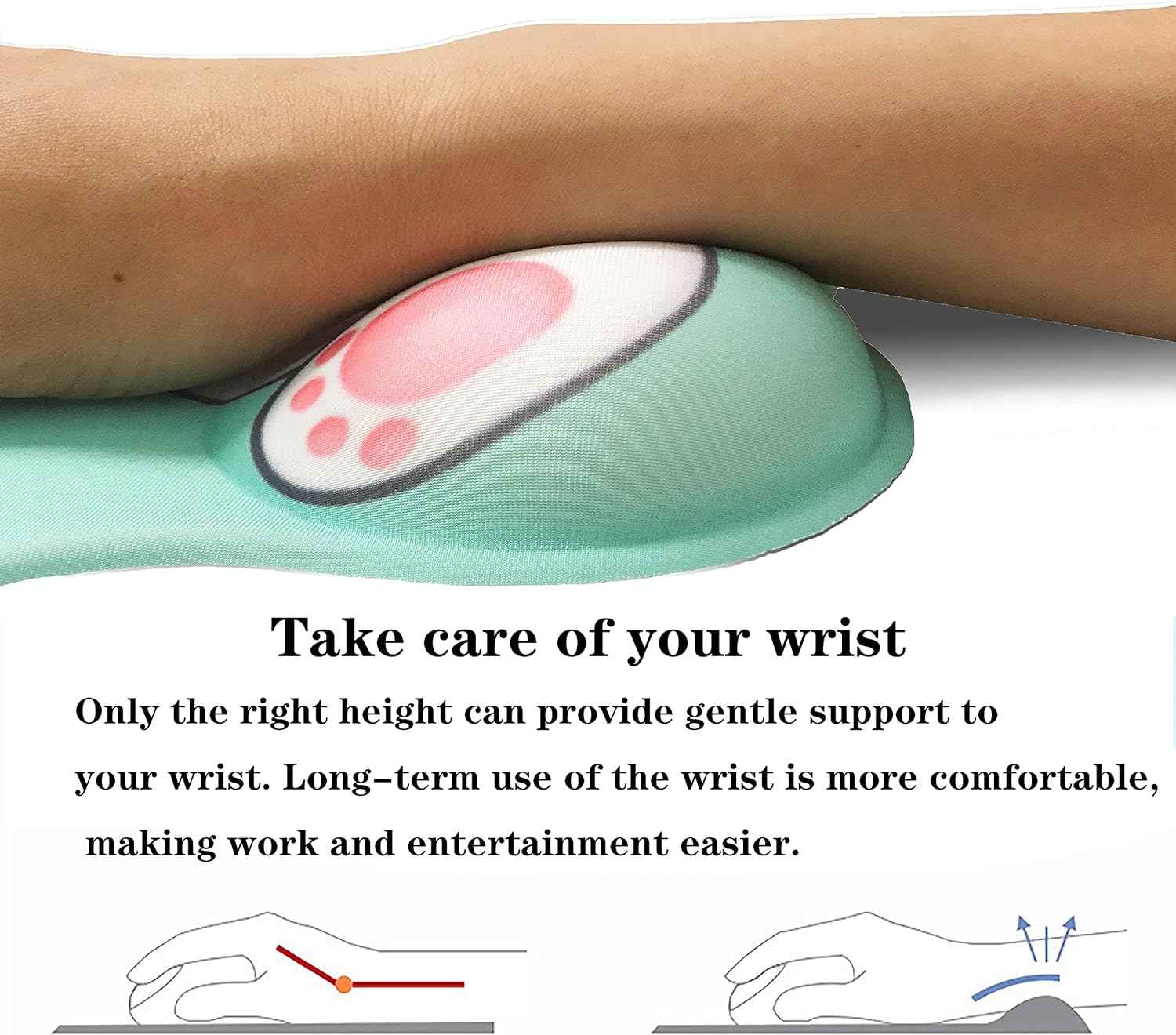 Cute Cat Mouse Pad with Grgonomic Wrist Rest Support