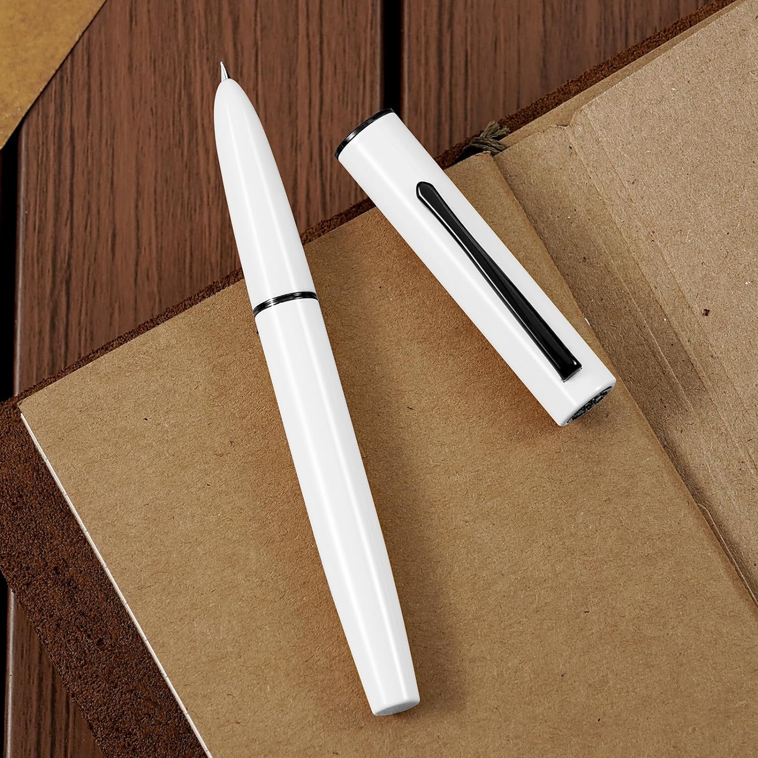 Hongdian C1 Fountain Pen Classic Retro Metal Pen with Ink Converter Snow White