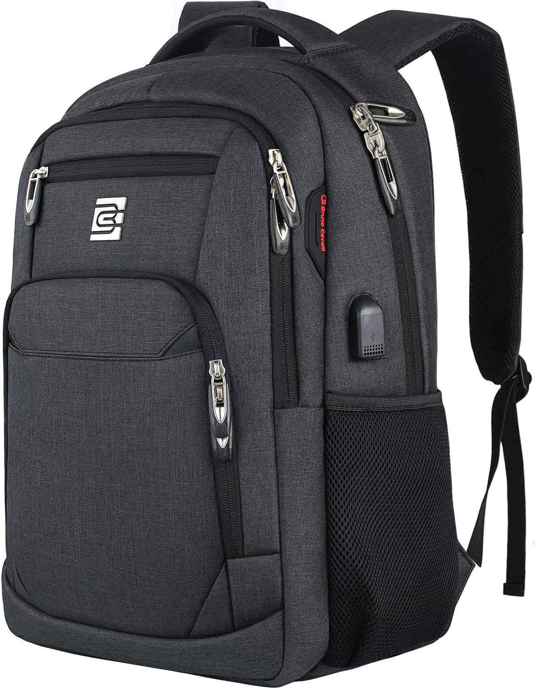 Bruno Cavalli Laptop Backpack with USB Charging Port Fit 15.6 inch Notebook Black