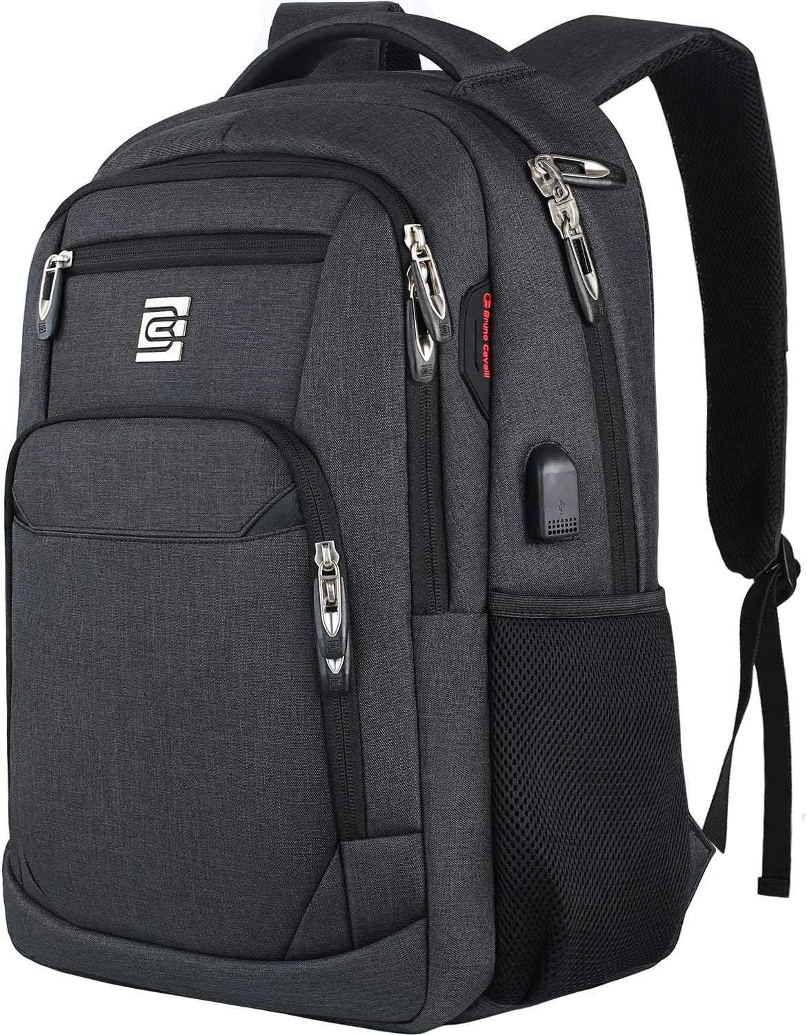 Bruno Cavalli Laptop Backpack with USB Charging Port Fit 15.6 inch Notebook Black