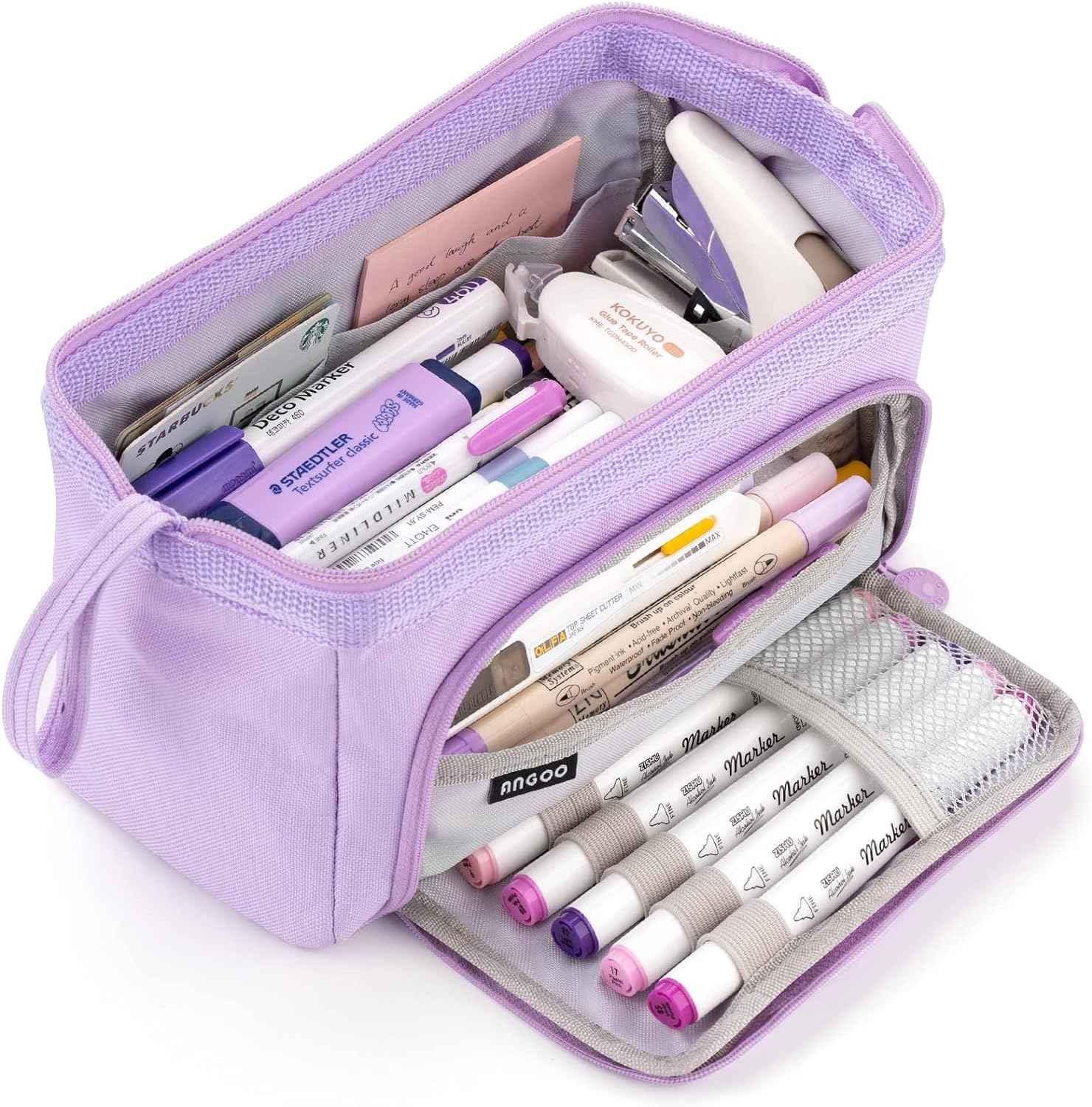 Pencil Case Large Capacity Pencil Pouch Handheld Pen Bag Purple
