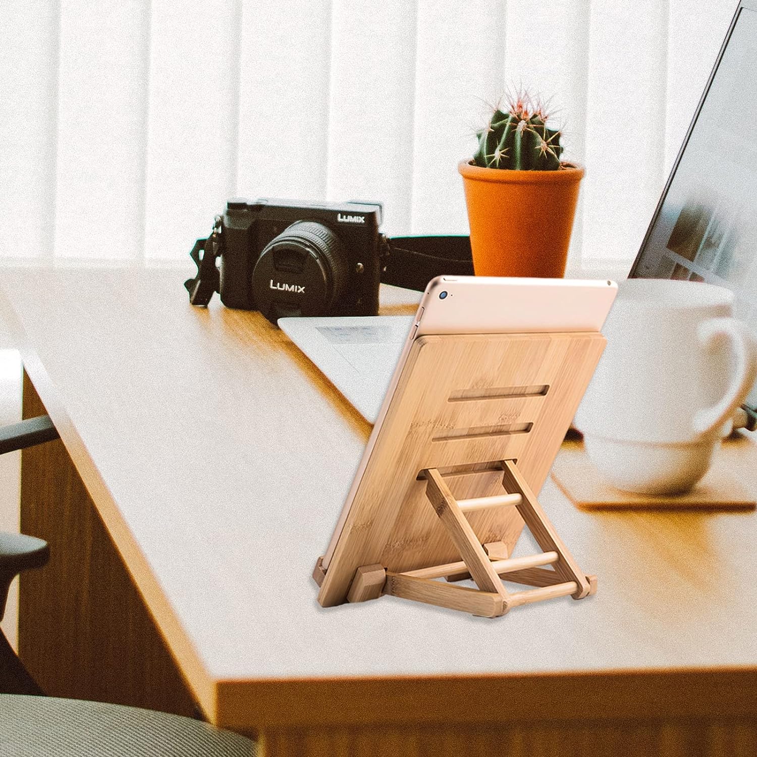 Bamboo Tablet iPad Stand Holder Adjustable