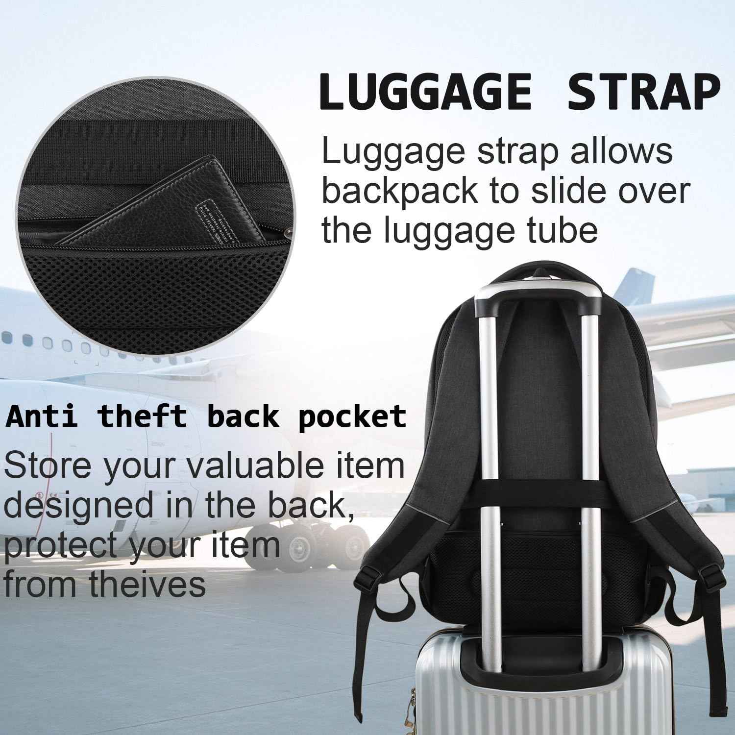 Bruno Cavalli Laptop Backpack with USB Charging Port Fit 15.6 inch Notebook