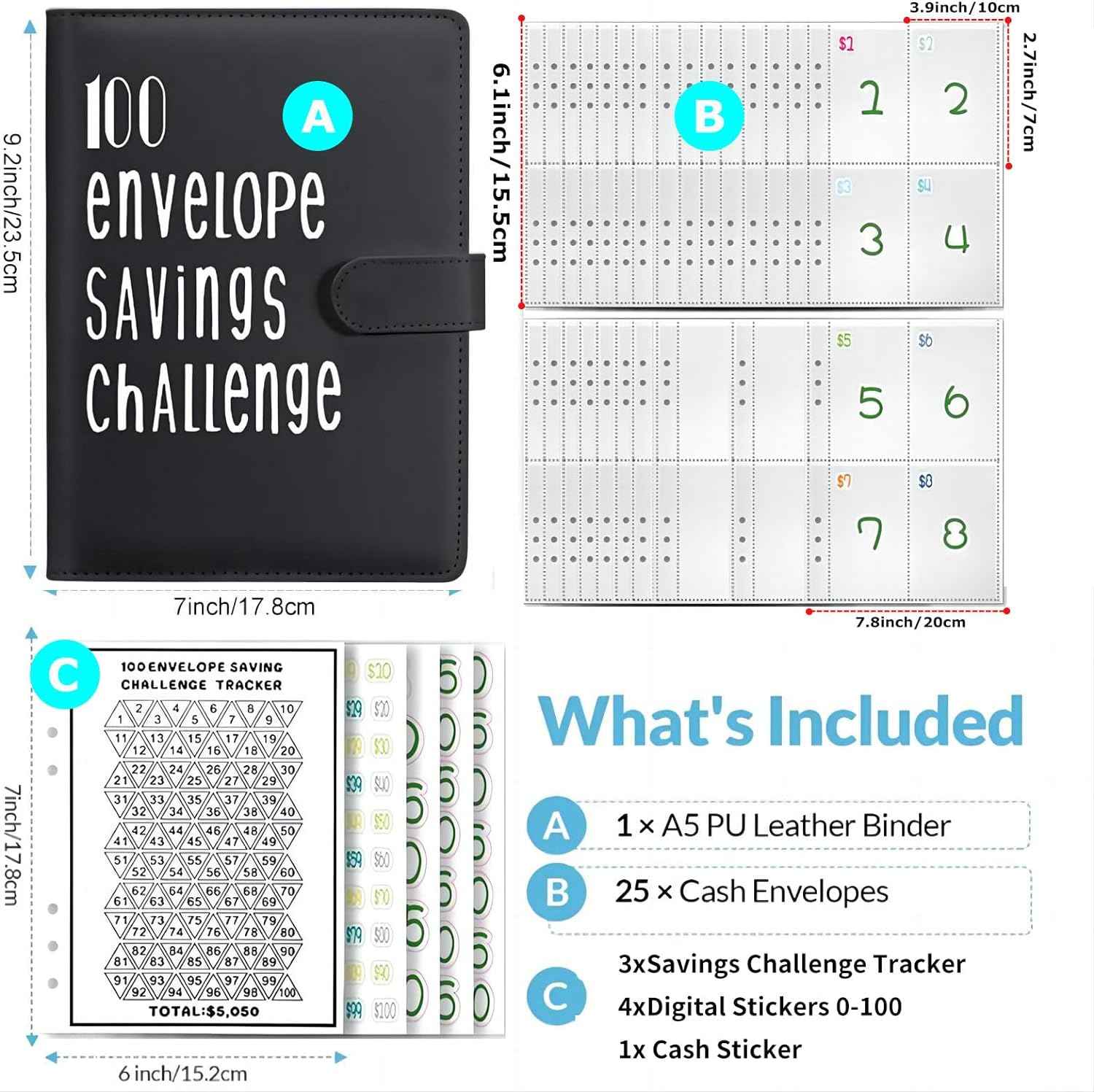 100 Day Challenge A5 Money Saving Budget Binder Black