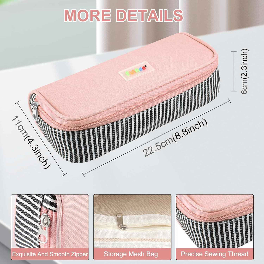 FunAdd Portable Large Pencil Case for Teen Boys Girls Pink