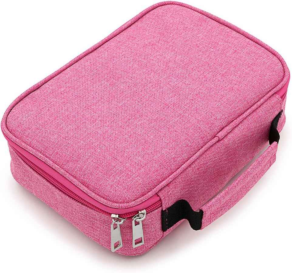 72 Slots High Capacity Zipper Pens Pencil Case Pink
