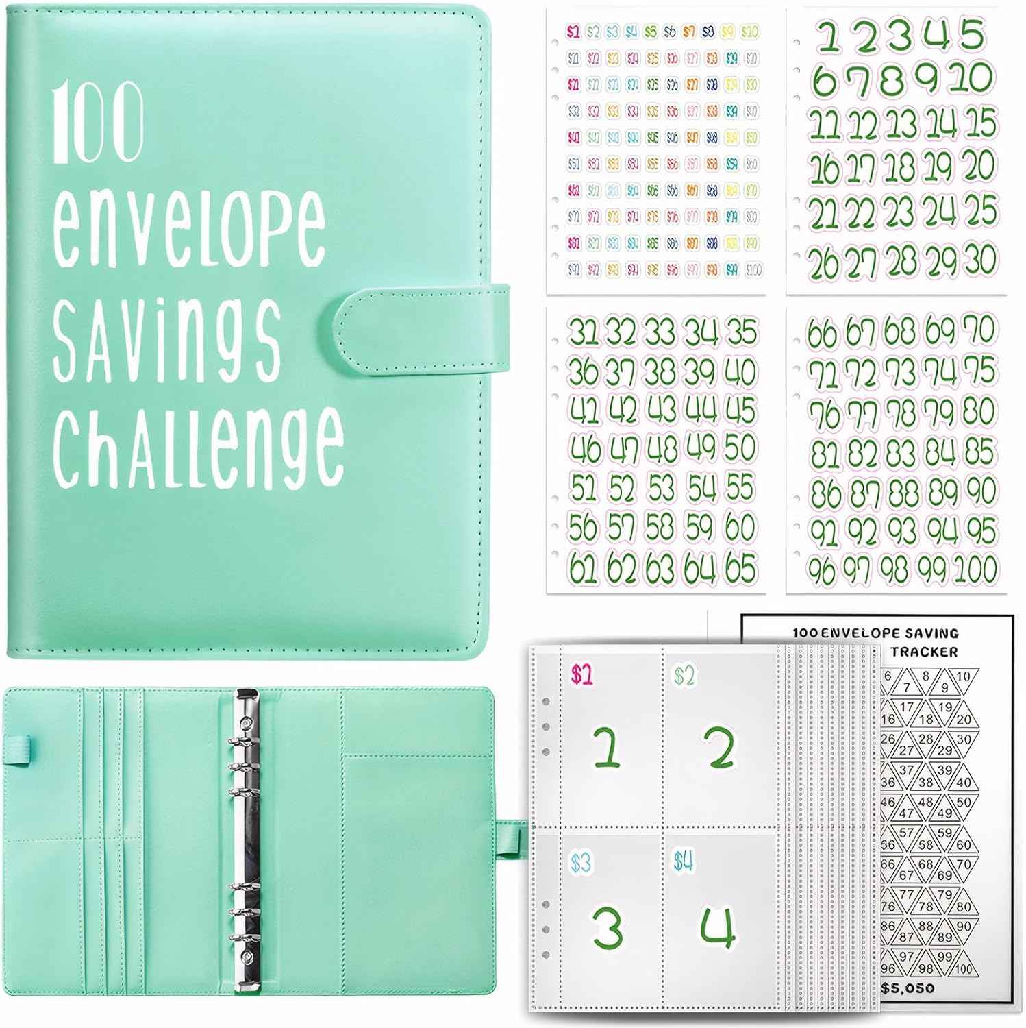 100 Day Challenge A5 Money Saving Budget Binder Green