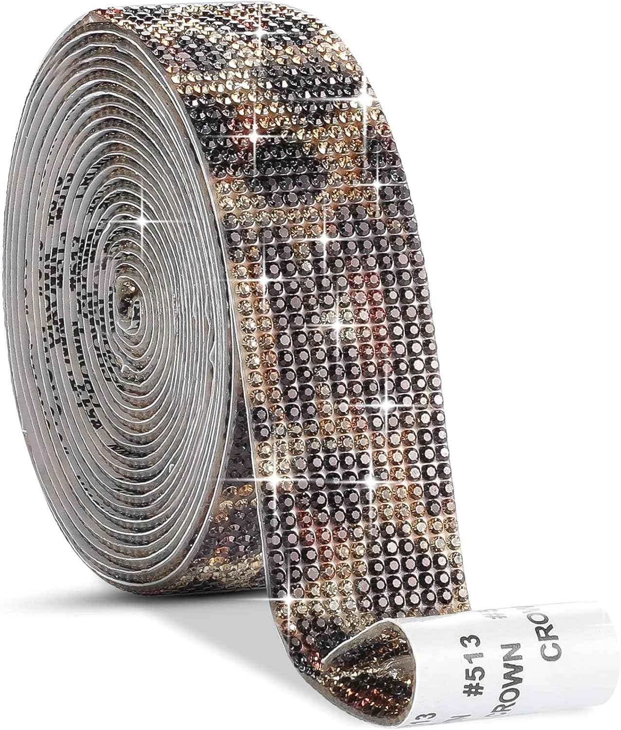 Self Adhesive Rhinestone Strips Crystal Ribbon Sticker Wrap for DIY Car Phone Leopard