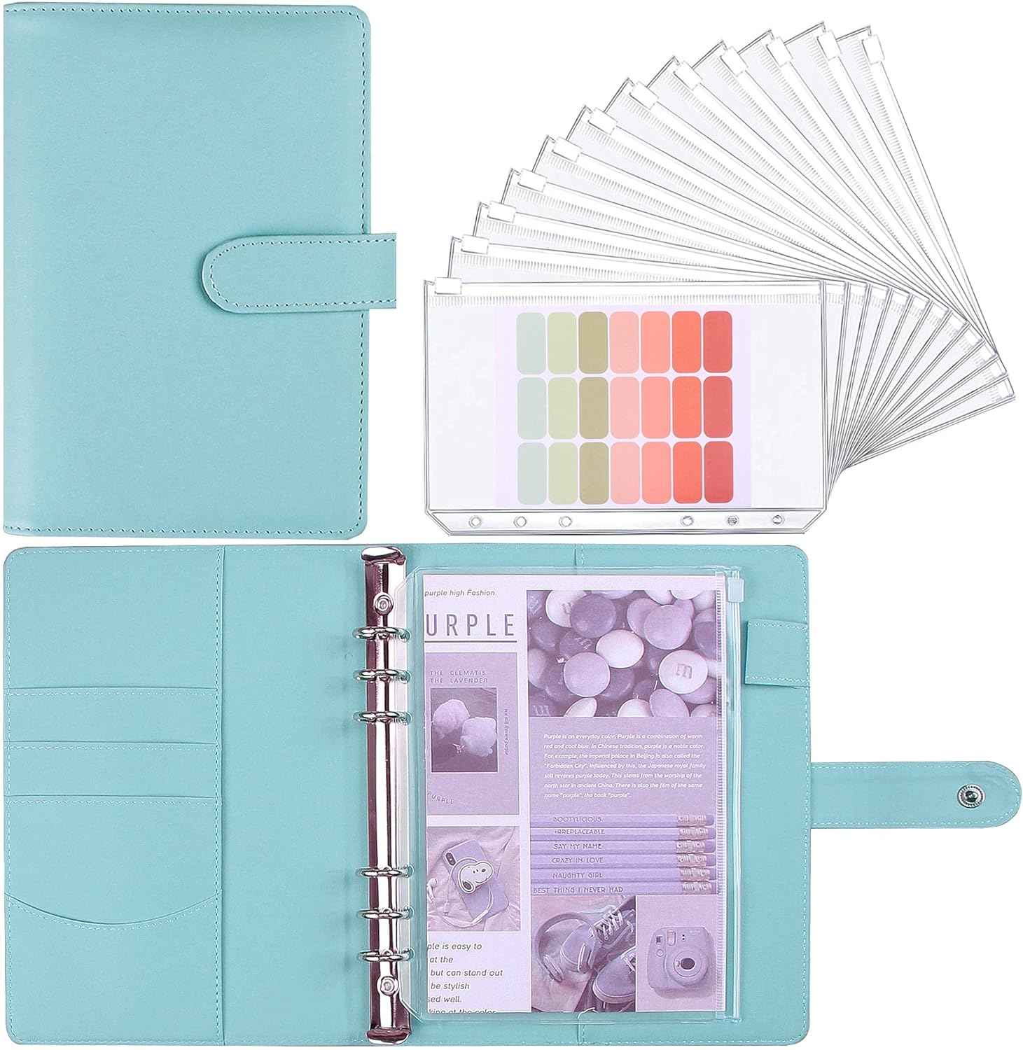 A5 Binder Notebook Financial Management with 12PCS Budget Envelopes Blue