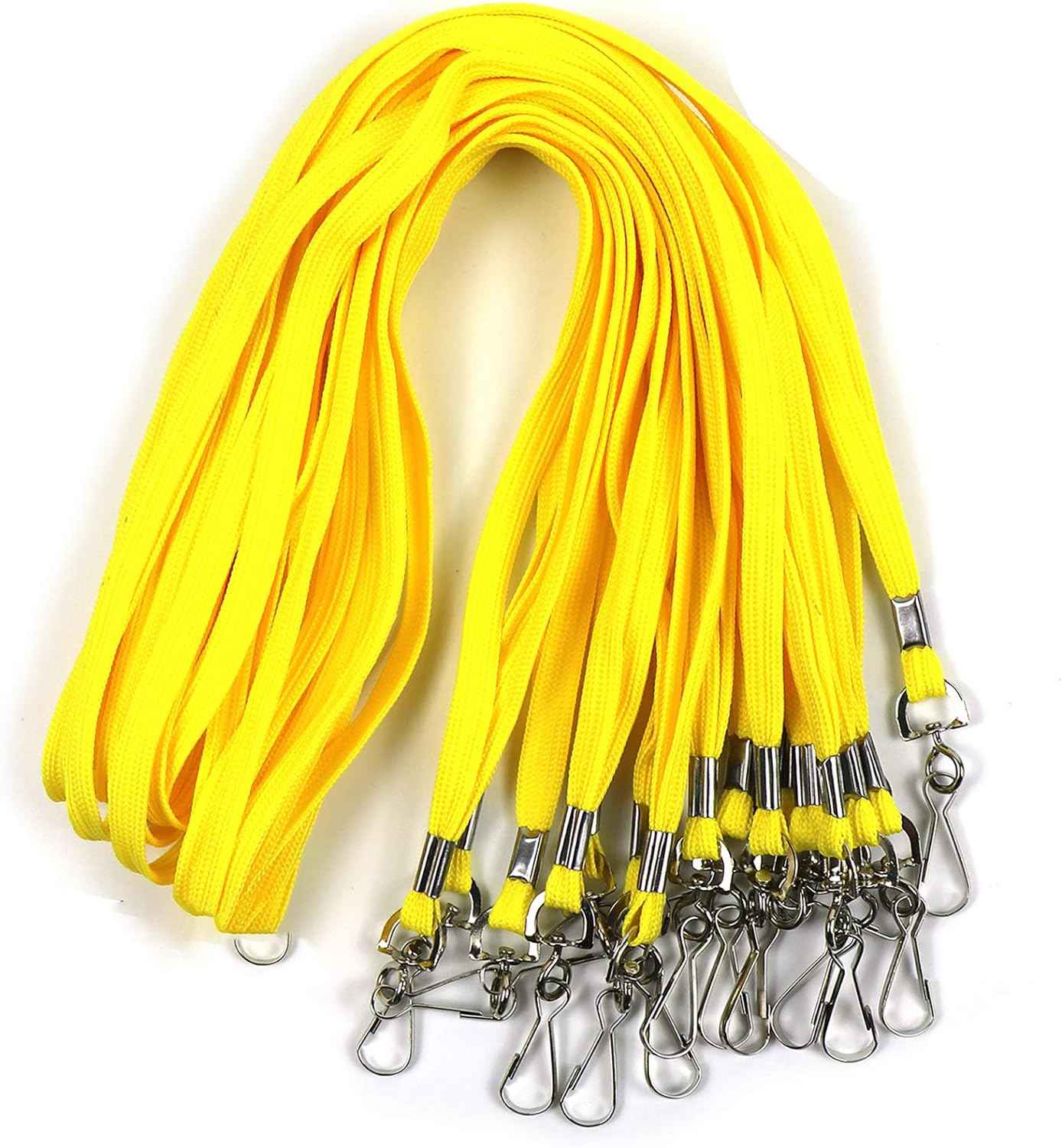 100Pcs Nylon Bulk Lanyard for Id Badges Yellow