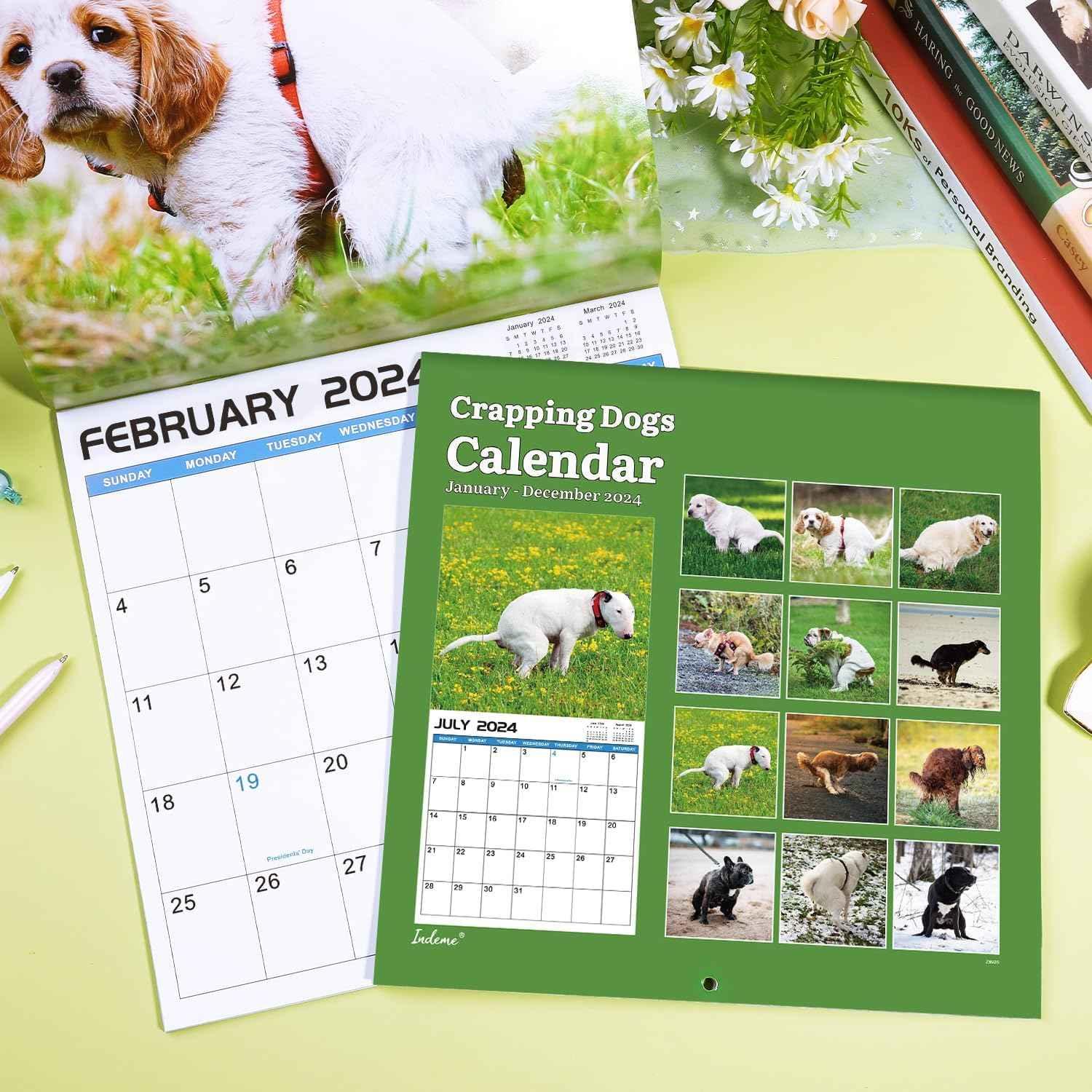 2024 Wall Calendar Crapping Dogs