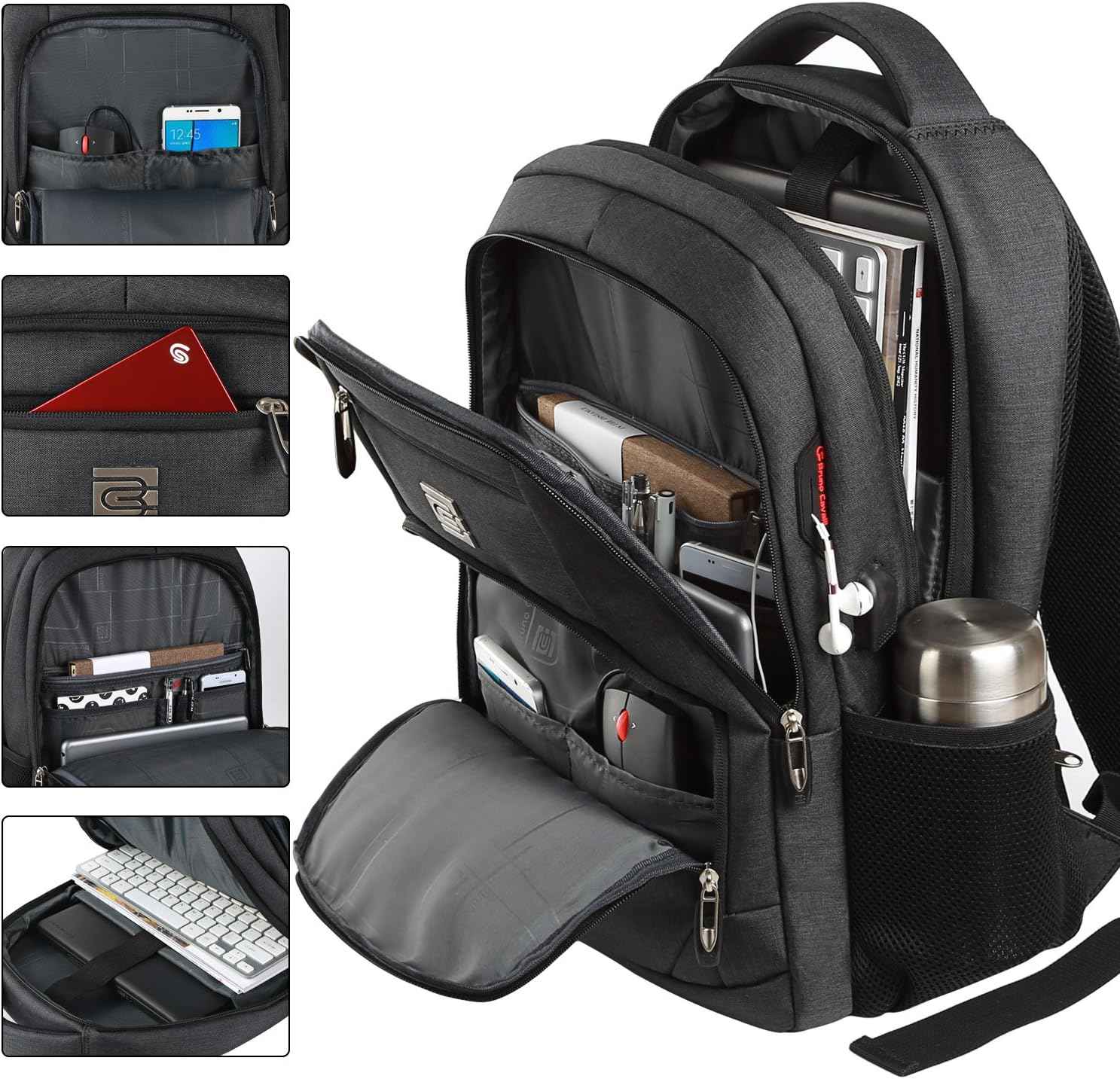 Bruno Cavalli Laptop Backpack with USB Charging Port Fit 15.6 inch Notebook