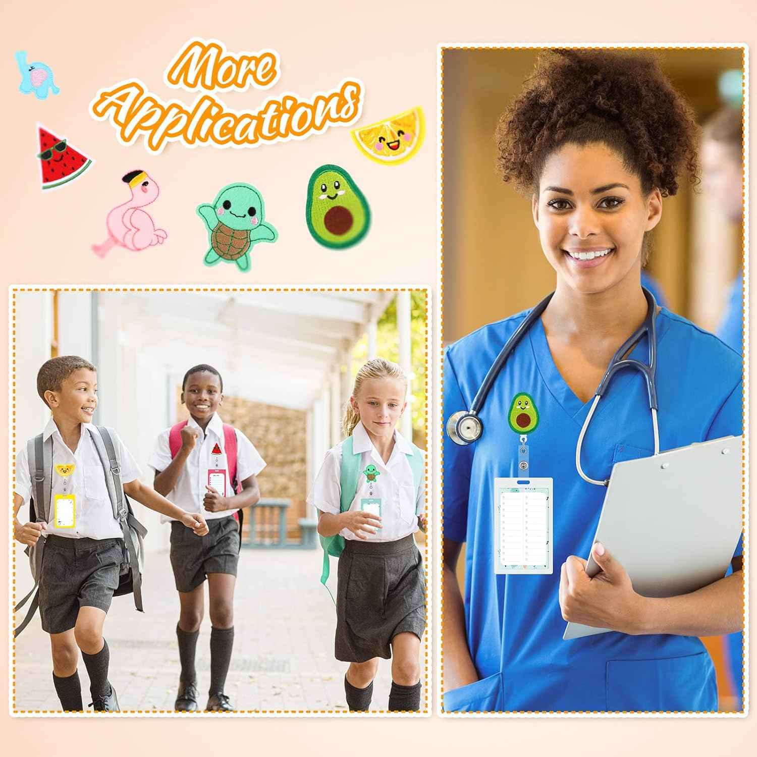 6Pcs Felt Badge Reel Holder for Nurse Doctor Teacher(Fruit and Animal)
