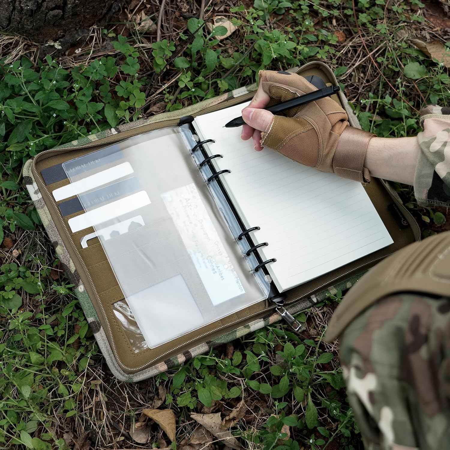 A5 Size Tactical Notebook Padfolio Ring Binder with 80 Sheets Paper