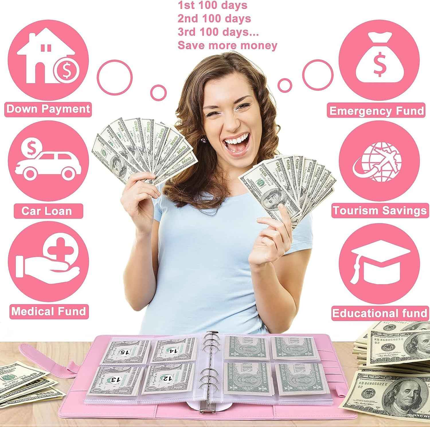 100 Day Challenge A5 Money Saving Budget Binder Pink