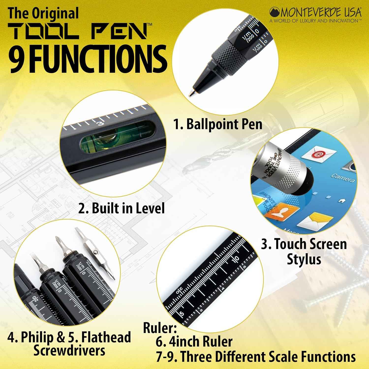 MONTEVERDE USA 9in1 Tool Ballpoint Multi Pen