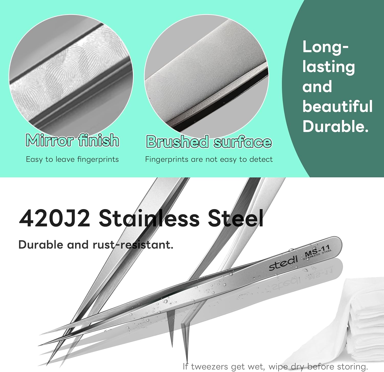 Stedi 2PCS Precision Tweezers Set Straight & Curved Tip for Gundam