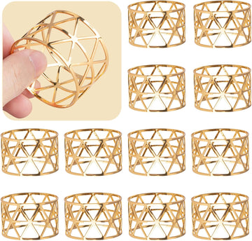 12pcs Silver/Gold Napkin Rings for Dining,Anniversary,Birthday,Party Gold