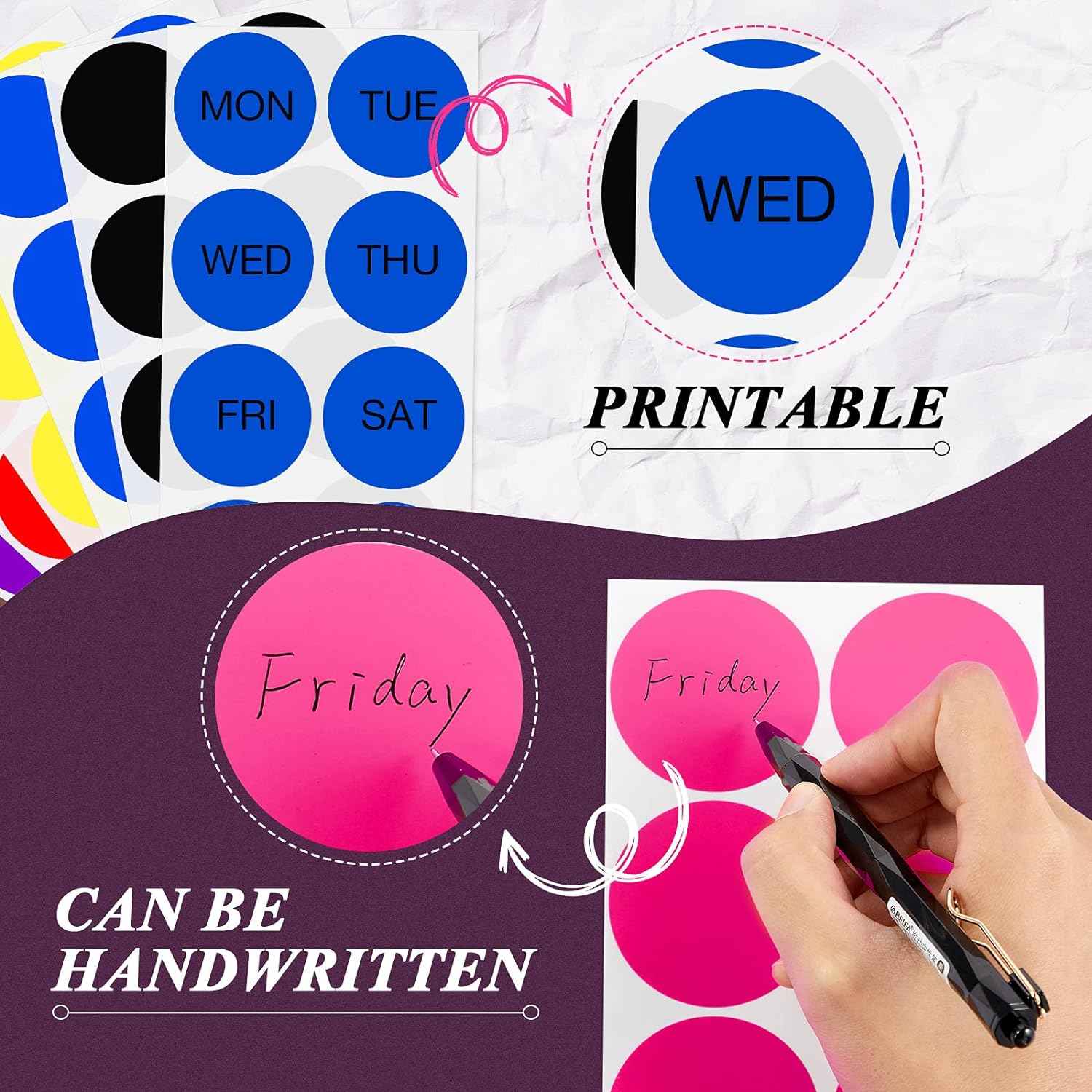 2 Inch Round Color Coding Stickers Circle Dot Labels Self-Adhesive